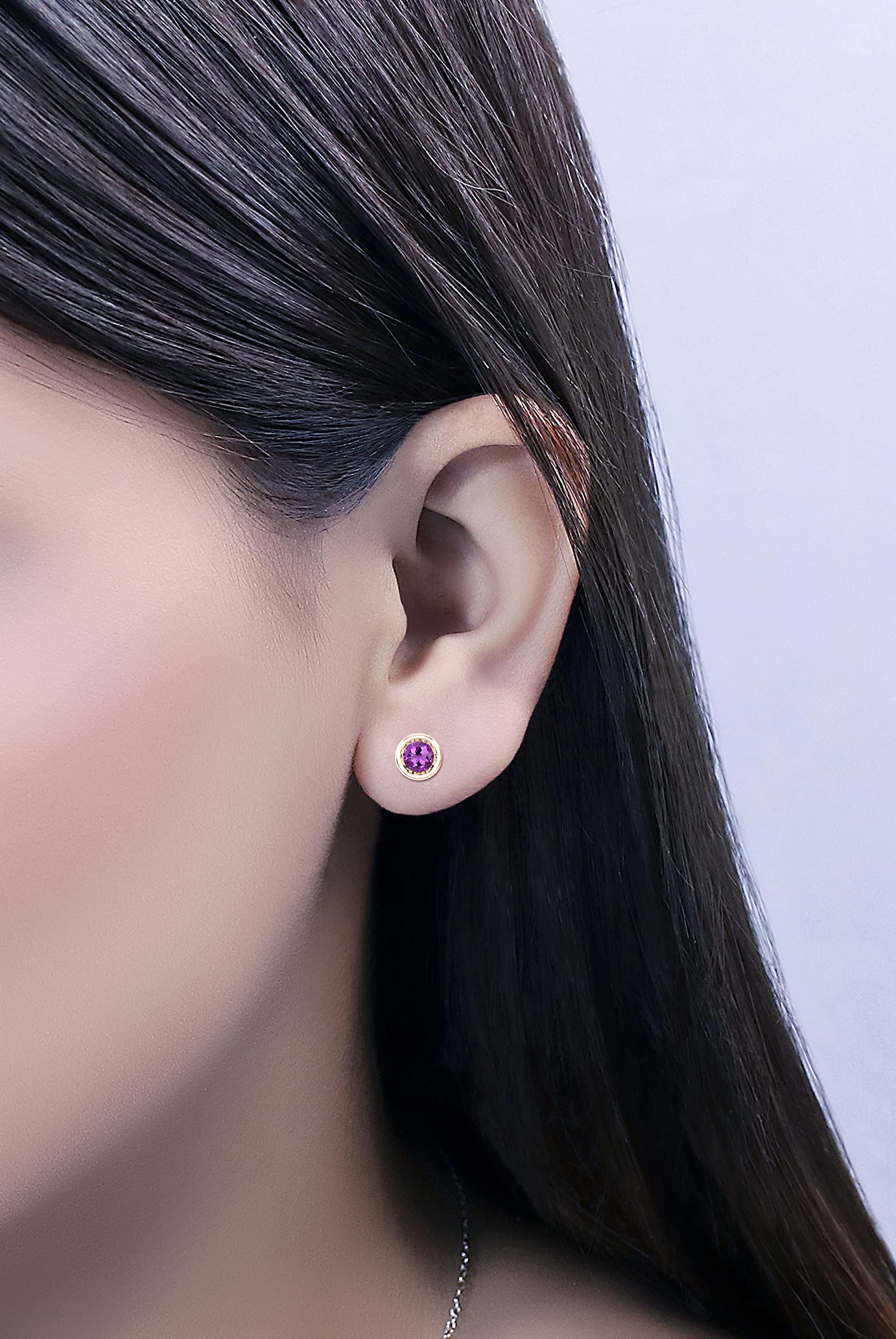 10K Solid White Gold Round Gemstone Stud Earrings for Women | Dazzlingrock Collection | Perfect for Weddings, Parties & Everyday Elegance
