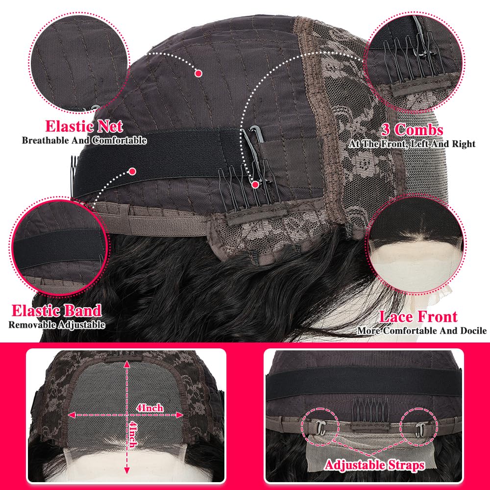 Deep Wave Lace Front Wigs Human Hair 4x4 HD Transparent Lace Closure - Glueless 180% Density Pre Plucked with Baby Hair for Black Women (26 Inch) - Perfect for Daily Wear, Special Occasions & Protective Styling