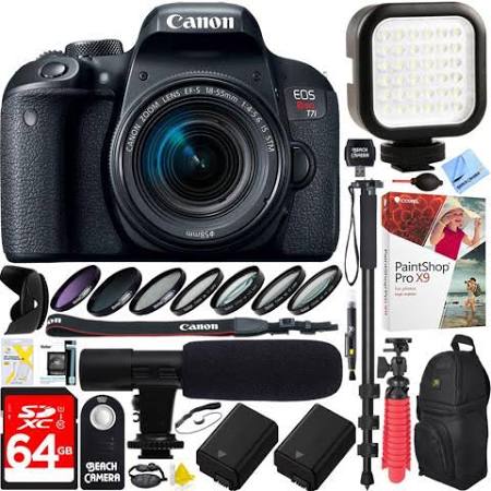 Canon EOS Rebel T7i/800D DSLR Camera with 18-55mm Lens, 64GB Memory Card, Dual Battery & Pro Microphone - Perfect for Vlogging, Travel Photography & YouTube Content Creation
