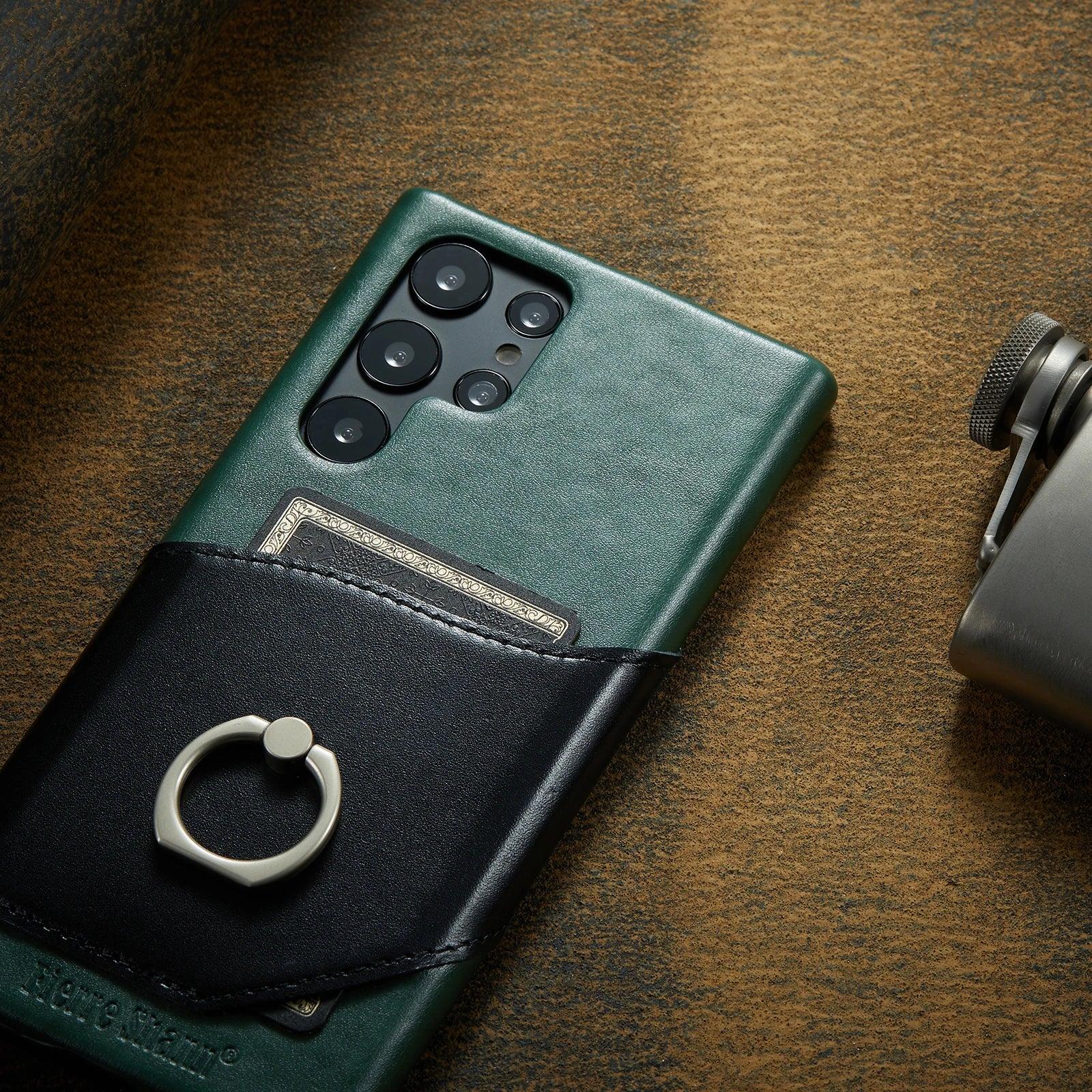 Samsung Galaxy S24 Plus Genuine Leather Phone Case with Ring Stand - Perfect for Work, Travel & Everyday Protection