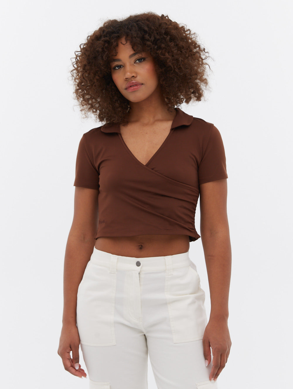 Stylish Constance Collared Wrap Crop Top for Women | Trendy Summer Blouse | Perfect for Casual Outings, Beach Vacations & Date Nights