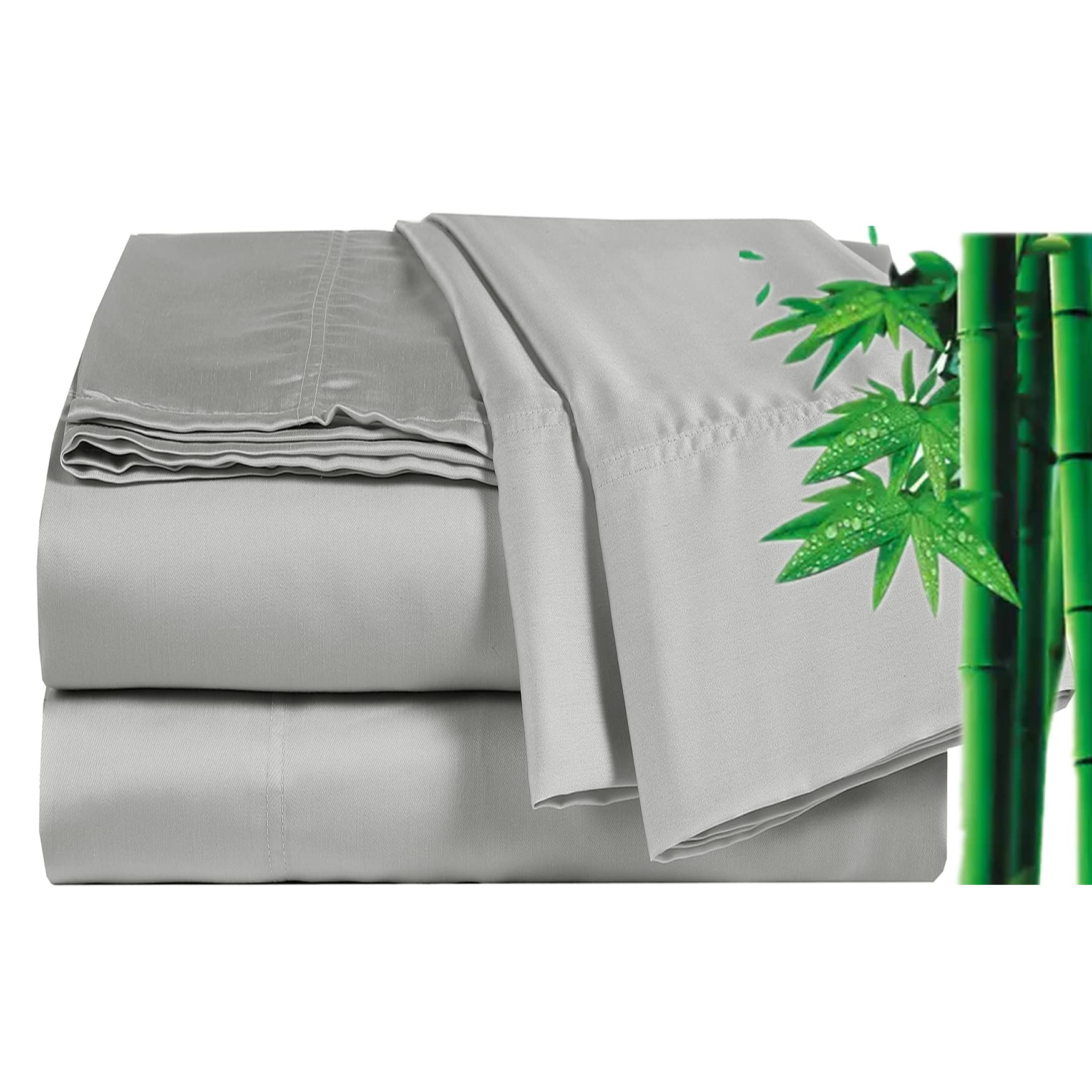 ELINEN 100% Pure Natural Bamboo Sheet Set - Queen Size 4-Piece Bedding with 18