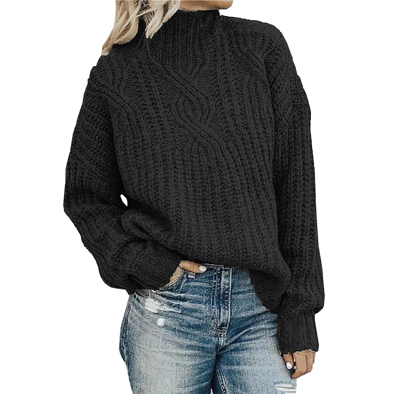 CHARMAP Women's Casual Long Sleeve Turtleneck Sweater - Chunky Knit Pullover Jumper Top for Fall Winter Fashion, Office Wear & Cozy Outfits