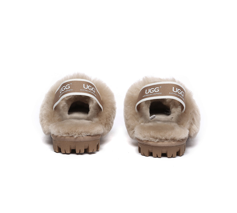 Australian Shepherd® UGG Slippers - Genuine Sheepskin Wool Slingback Waffle House Shoes for Women & Men - Cozy Indoor/Outdoor Comfort for Winter, Lounge & Home Wear
