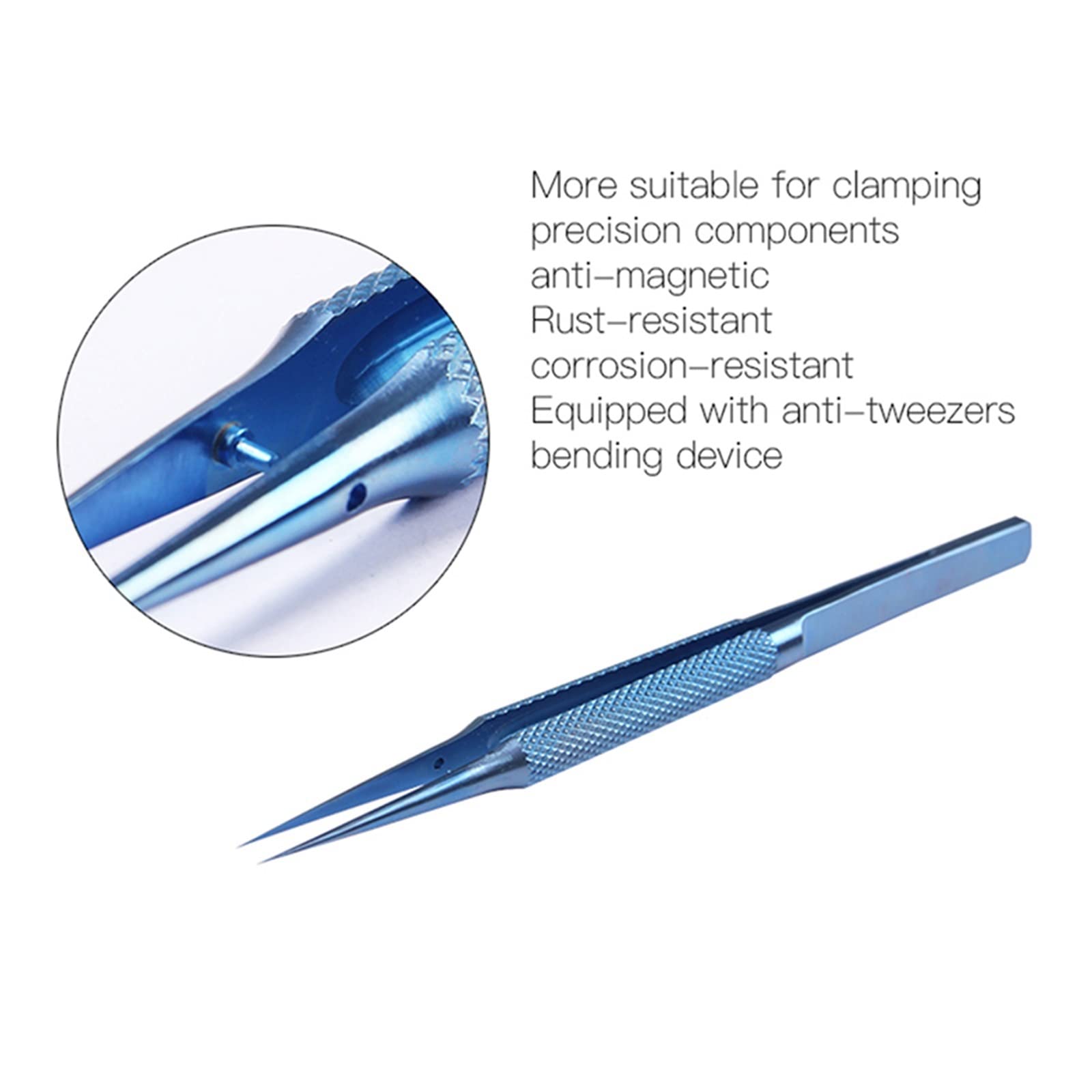 Professional Titanium Alloy Tweezers for Electronics Repair - Anti-Magnetic, Precise Fingerprint & Fly Line Motherboard Tools (Blue02) | Ideal for PCB Repair, Jewelry Making & Craft Projects