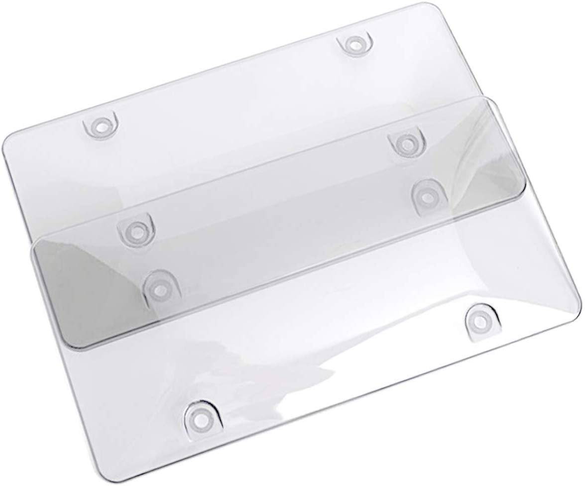 2-Pack Convex License Plate Covers - Anti-Glare & Durable License Plate Shields for Cars, Trucks & SUVs - Perfect for Night Driving & Privacy Protection