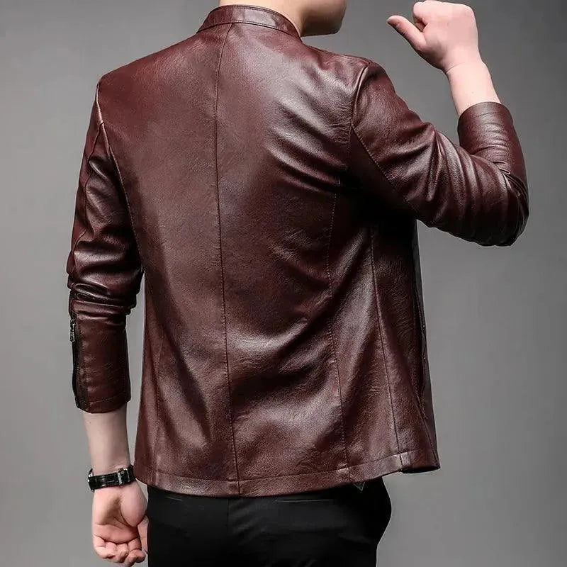 Modern Slim Fit Men's Leather Jacket - Premium Genuine Leather Biker Jacket for Men - Stylish Outerwear for Motorcycle Riding, Casual Wear & Night Out