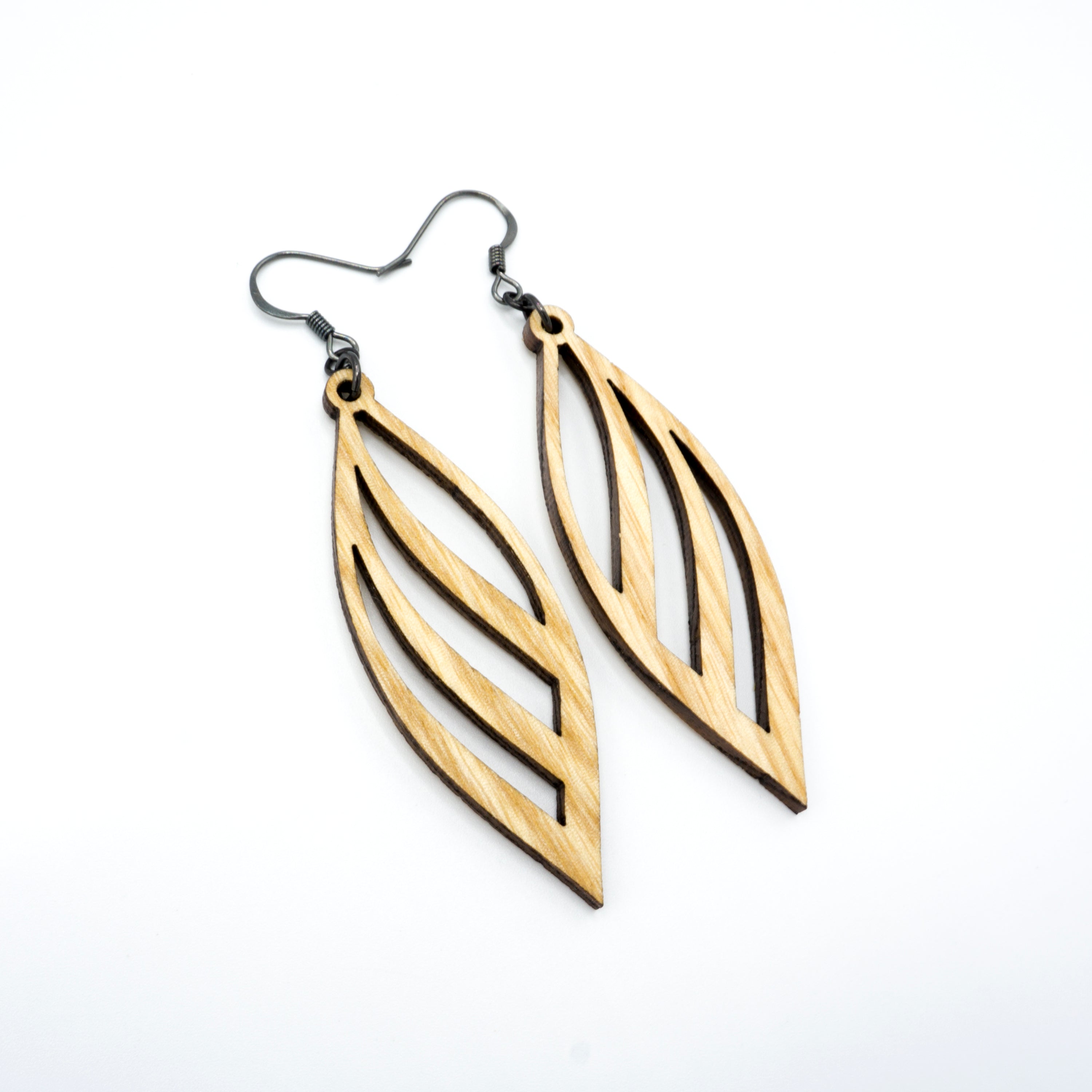 Petal 01 [S] Wooden Earrings - Handcrafted Ash Wood Dangle Earrings for Women | Boho Chic Jewelry for Everyday Wear & Special Occasions