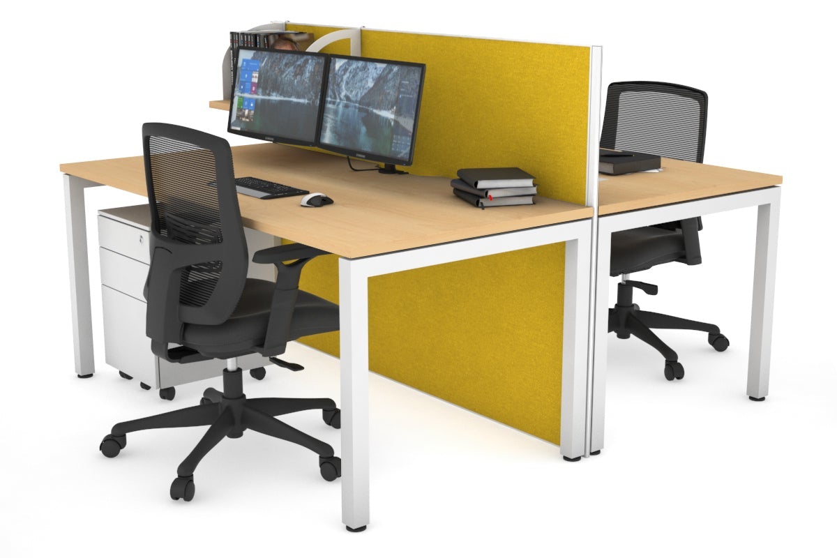 Horizon Quadro 2-Person Office Workstation Bench with Square Legs - 1400L x 800W Dimensions, Cable Management Scallop - Perfect for Shared Workspaces, Conference Rooms & Collaborative Office Environments