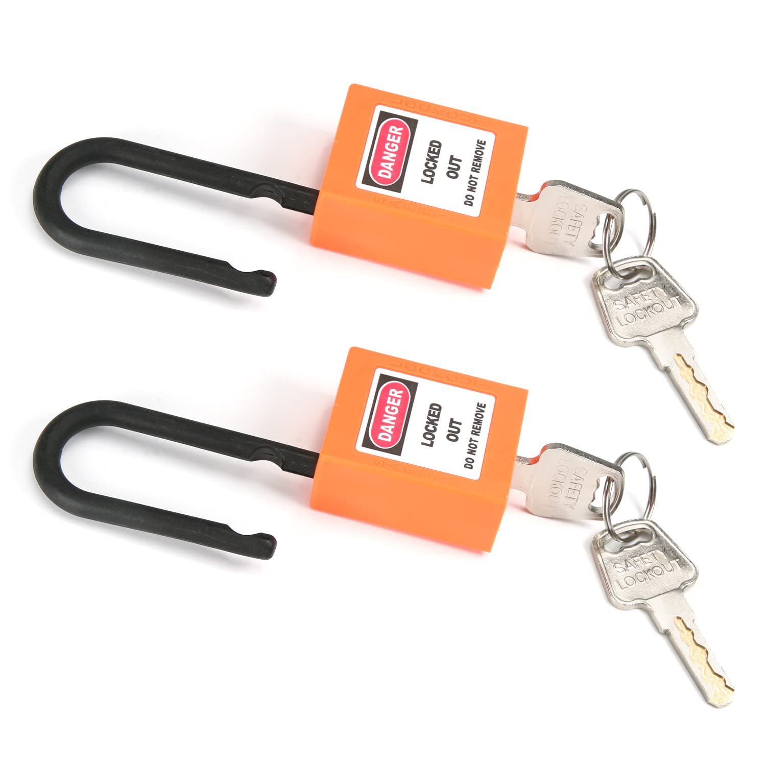 Lockout Tagout Safety Padlocks - OSHA Compliant LOTO Locks with Steel Shackle, Keyed Differently (2-Pack, Orange) - Perfect for Industrial Safety, Equipment Maintenance & Small Luggage Security