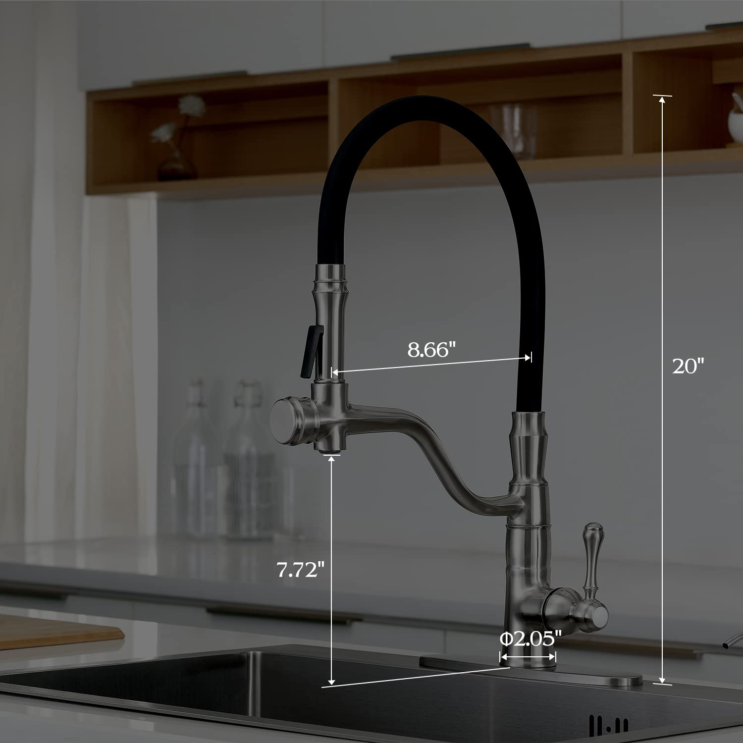 Premium Black Kitchen Faucet with Pull-Down Sprayer & Pot Filler - Brushed Nickel Finish for Modern Kitchens | Ideal for Cooking, Washing Dishes & Filling Pots