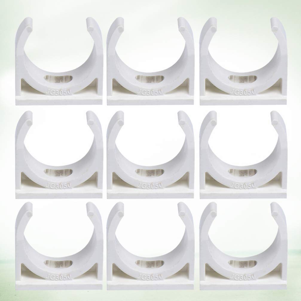 50pcs Hemoton U-Shaped PVC Tube Clamps - White Plastic Hose Hanger Support for PEX, PVC & TV Cable Management - Perfect for Plumbing, DIY Projects & Home Organization