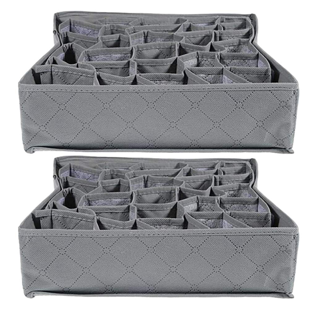 2-Pack Cabilock Underwear & Sock Organizer - Bamboo Charcoal Drawer Storage Box for Closet, Dresser & Travel - Keep Underwear, Socks & Ties Neatly Organized