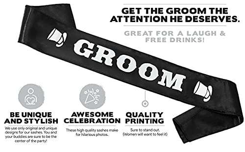 Brosash Groom Sash - Bachelor & Bachelorette Party Supplies, Wedding Shower Decorations, Groom-to-Be Gifts, Bridal Engagement Favors (White) - Perfect for Bachelor Parties, Wedding Showers & Bridal Events