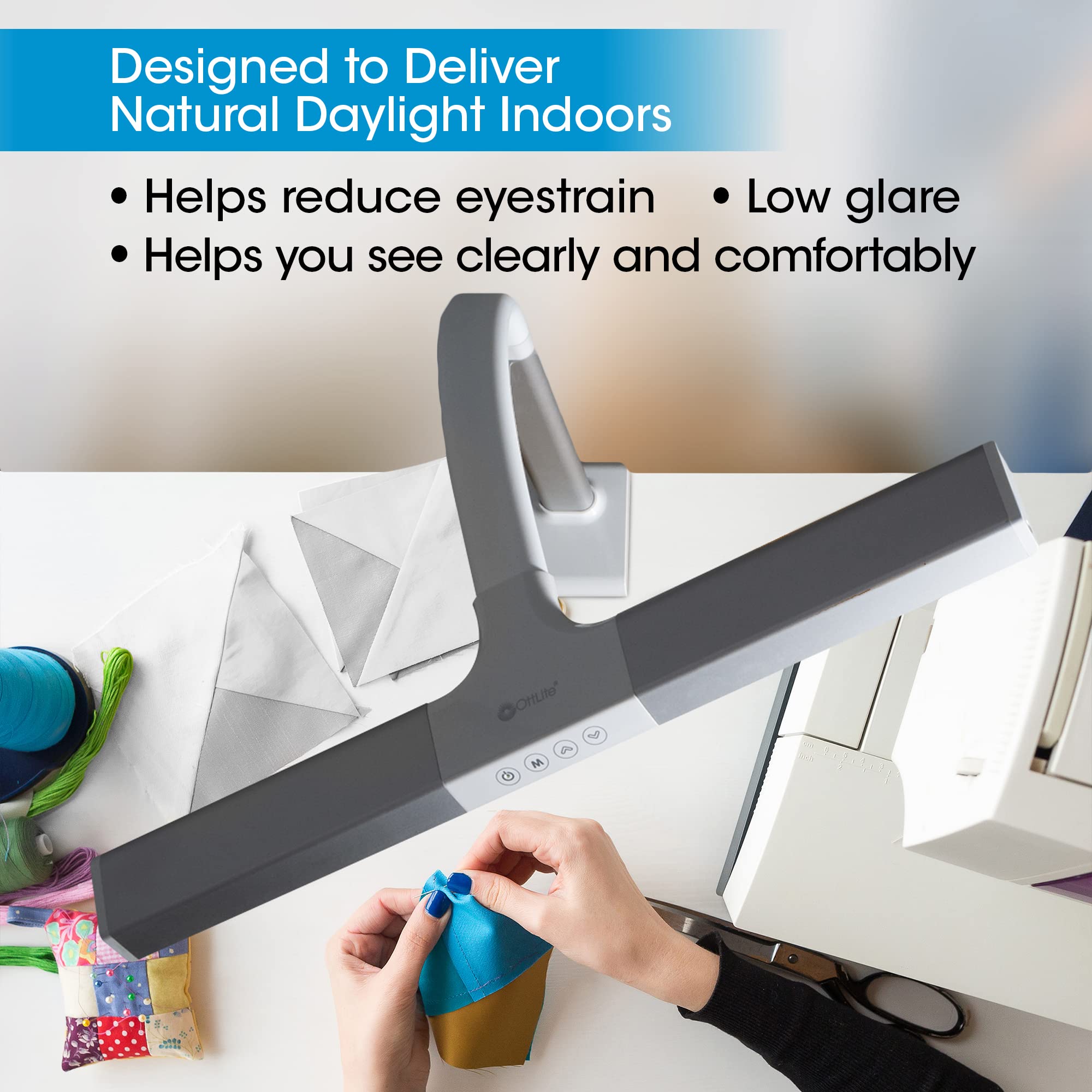 OttLite LED Desk Lamp with Sturdy Clamp - Wide Adjustable Dimmable Lighting, 5 Brightness Settings & Natural Daylight LEDs for Home Office, Computer Desk, Dorm Room, Workbench - Perfect for Reading, Studying & Crafting