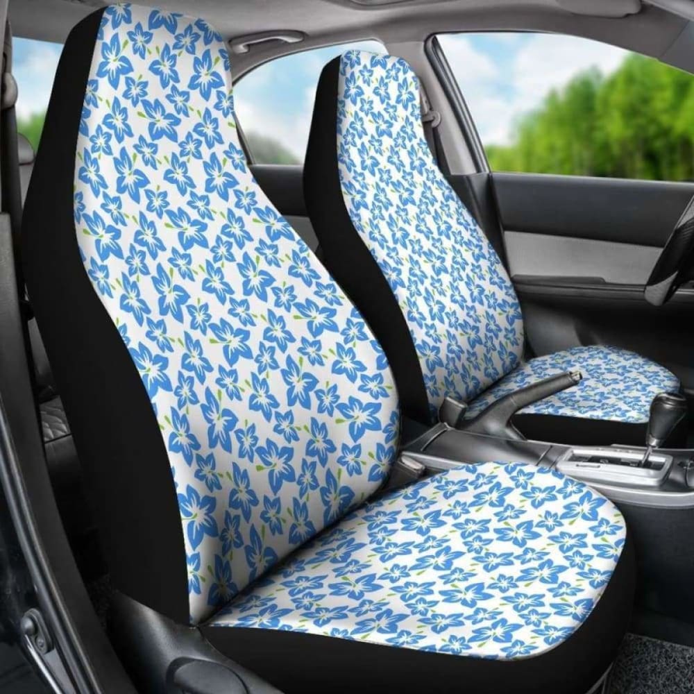 Blue Tropical Flowers Seat Covers - Waterproof & Universal Fit for Cars, SUVs, Trucks - Perfect for Beach Trips & Summer Road Trips