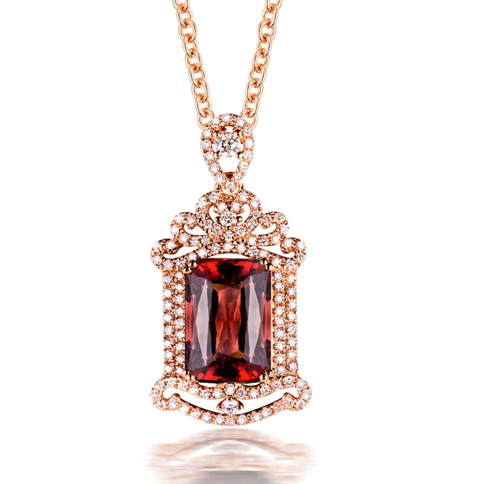 Daesar 18K Rose Gold Necklace for Women - 3.6ct Rectangle Tourmaline Pendant Jewelry | Elegant Gift for Anniversary, Birthday & Special Occasions