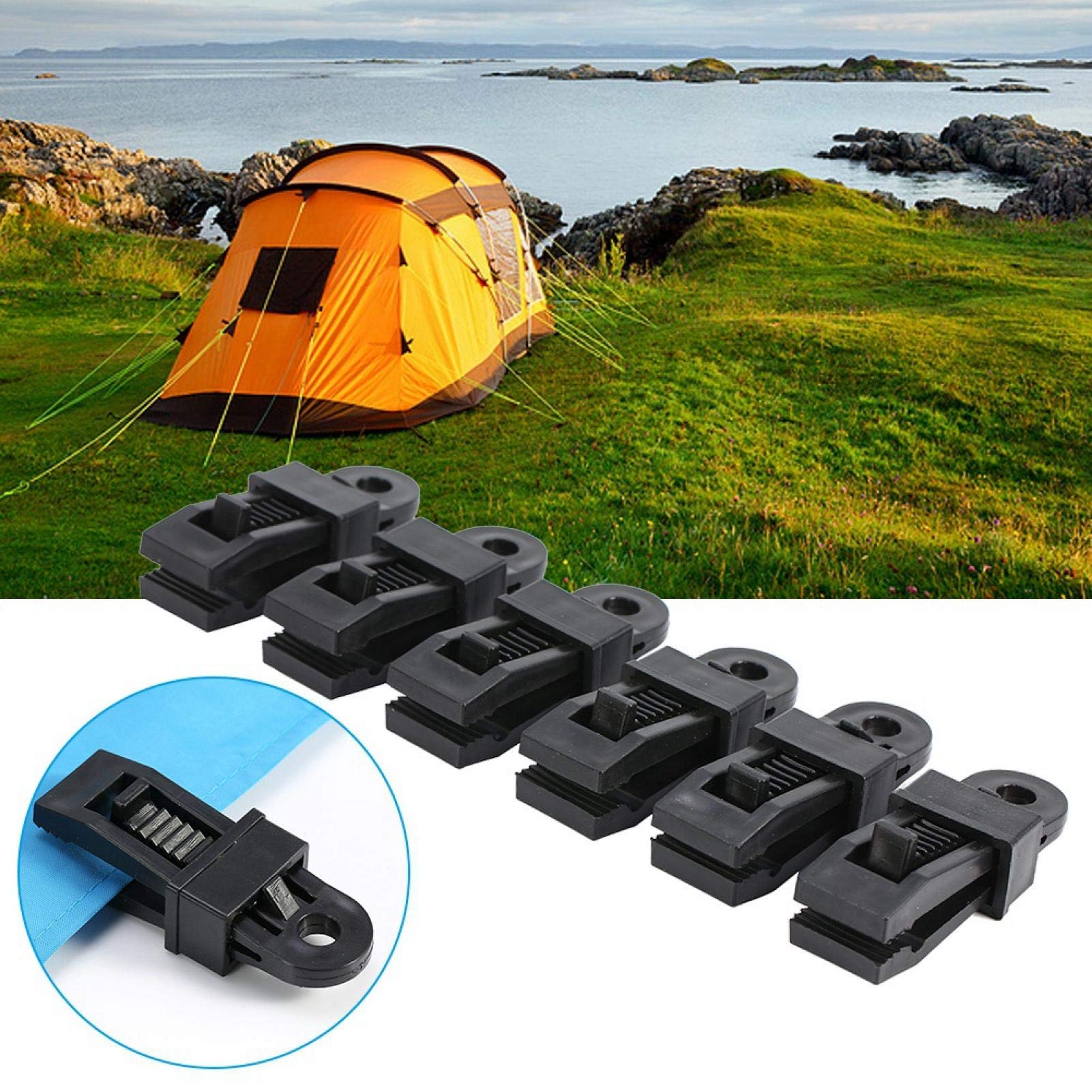 01 Heavy Duty Plastic Tent Snap - 6pcs High Strength Tarp Clamps for Awning, Caravan & Camping Gear | Secure Tent Tightening for Outdoor Adventures