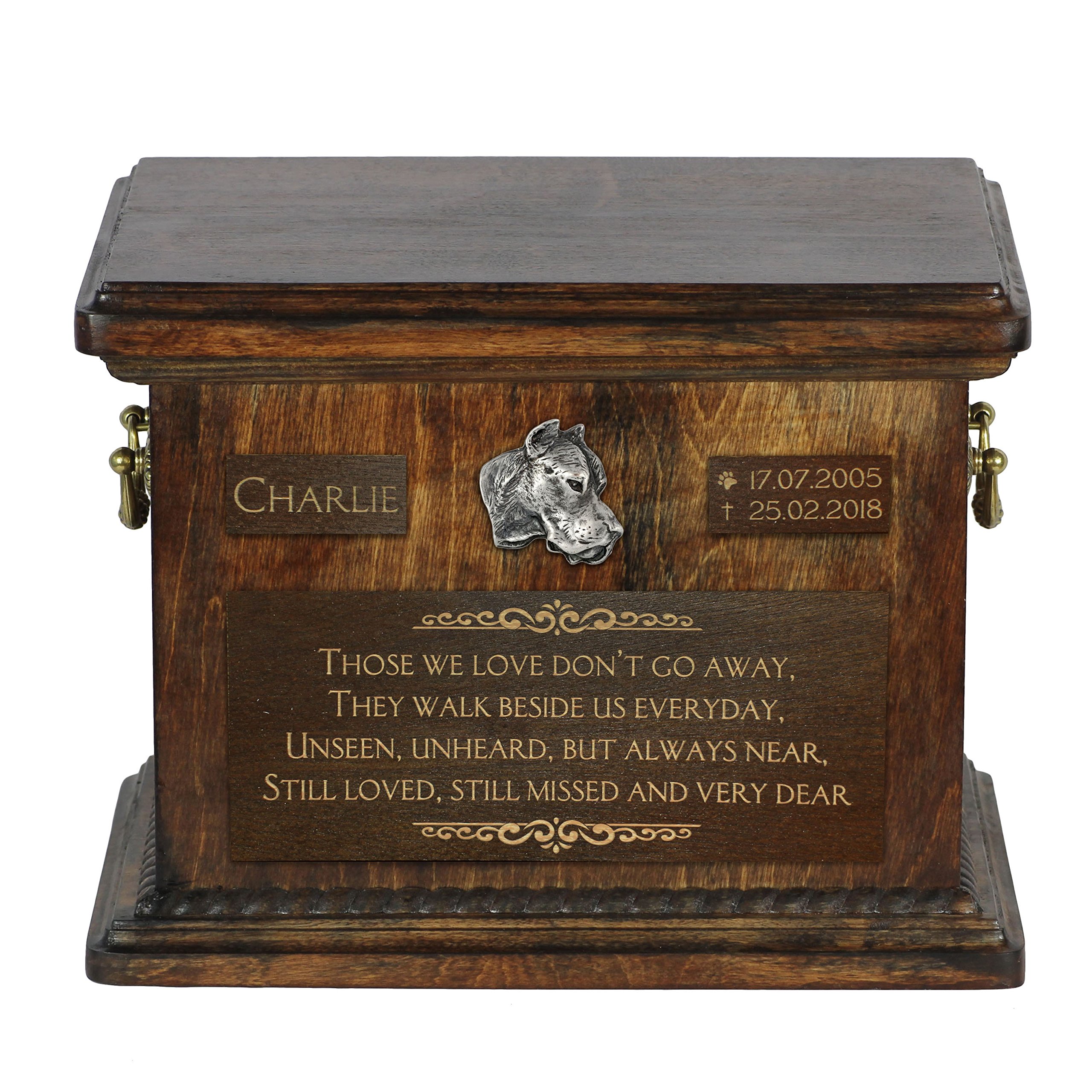 Custom Engraved Dog Ashes Urn for Dogo Argentino - Personalized Pet Memorial with Name & Date - Perfect for Home Display or Memorial Ceremony