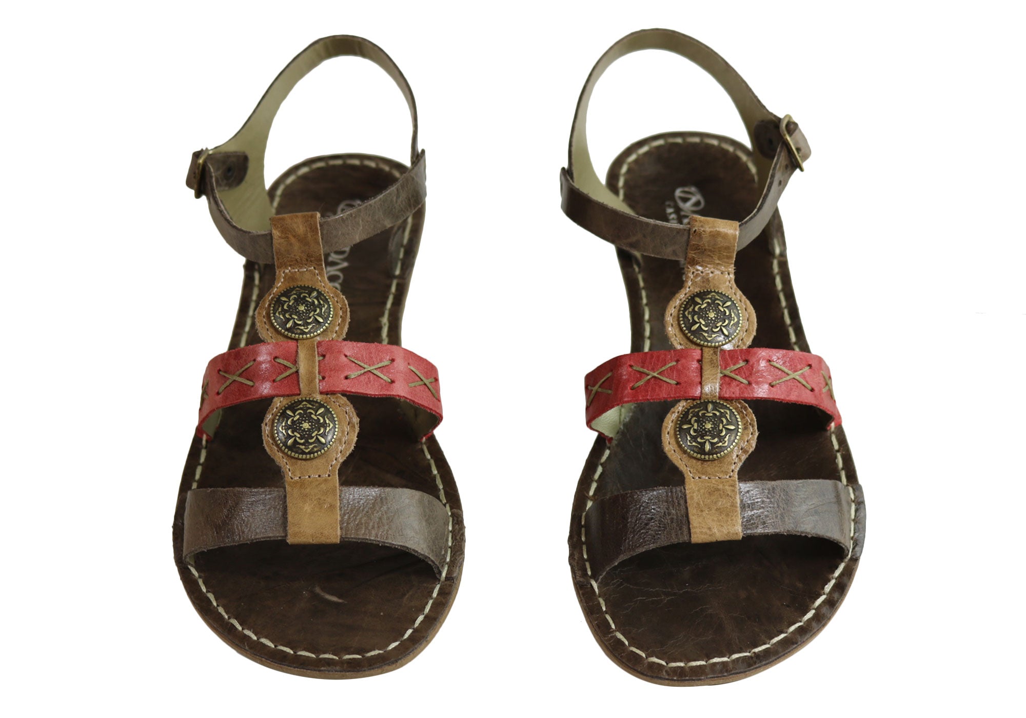 Andacco Madisson Women's Comfort Flat Leather Sandals - Handmade in Brazil - Perfect for Summer, Beach & Casual Outings