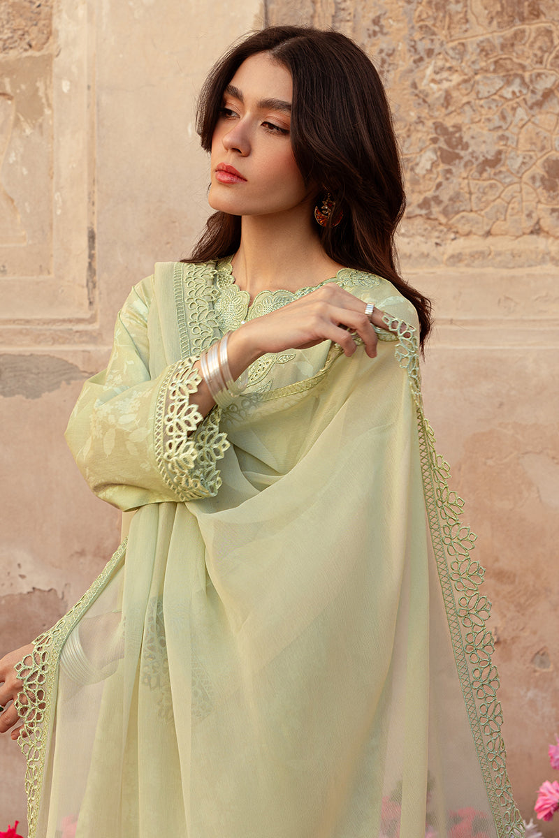 Misted Green 3-Piece Lawn Printed Suit for Women - Lightweight Summer Outfit for Weddings, Parties & Casual Wear