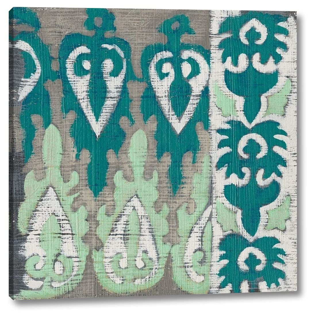 Teal Tapestry II Abstract Wall Art - 16x16 Inch Gallery Wrapped Canvas Print by Chariklia Zarris - Ready to Hang - Perfect for Living Room, Bedroom & Office Decor