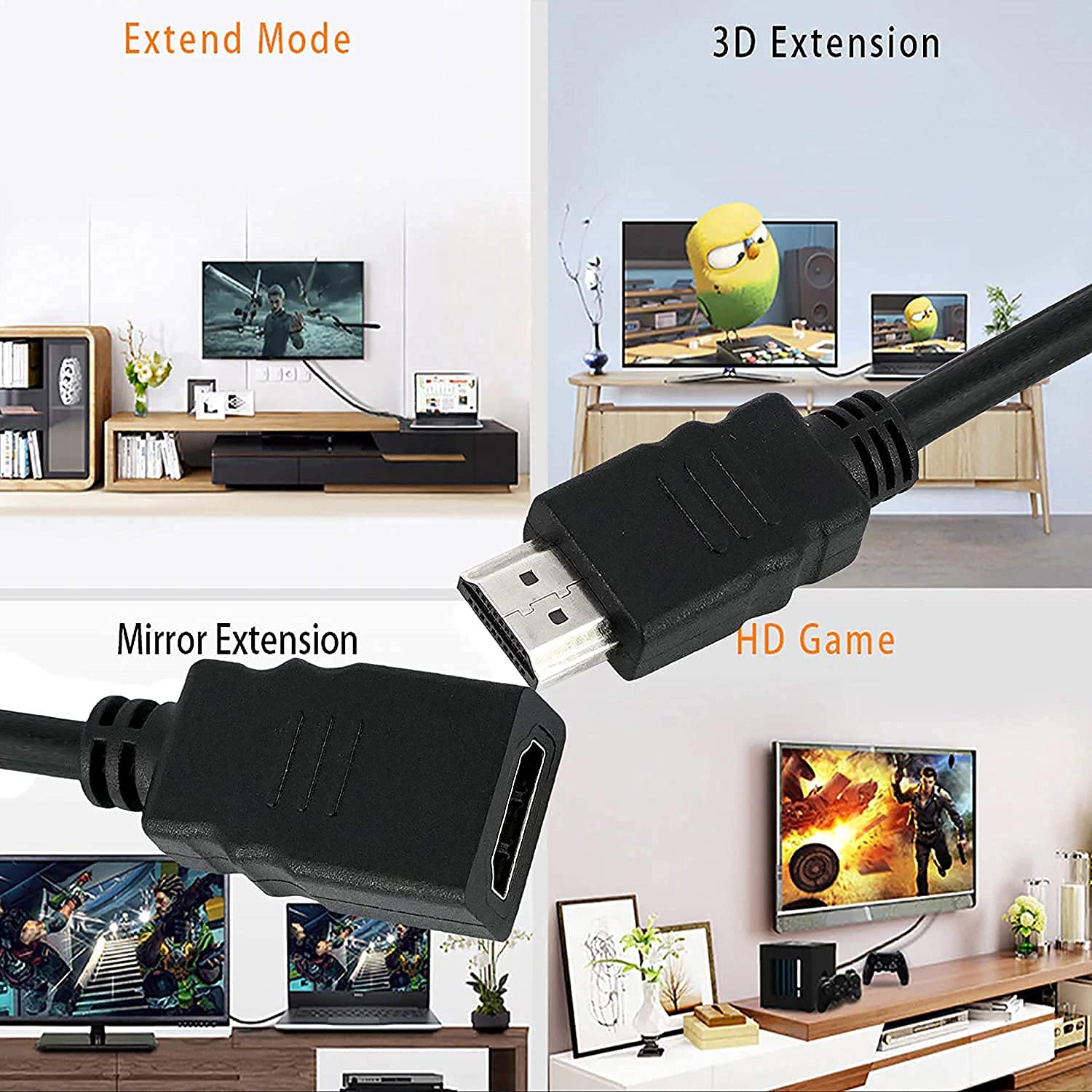 Diktmark 1.5M High Speed Gold Plated HDMI Male to Female Extension Cable - 4K 60Hz, Ethernet, ARC - Compatible with Fire TV Stick, PS3/PS4, Laptop, PC, Monitor - Perfect for Home Theater, Gaming & Office Setup