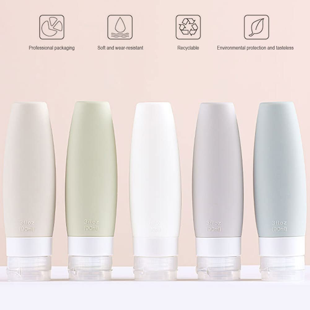 30ml Silicone Travel Bottles Set - 5 Piece Leak-Proof Refillable Toiletry Containers for Shampoo, Conditioner & Body Care | TSA Approved Cosmetic Travel Kit for Airplane, Gym & Vacation Essentials