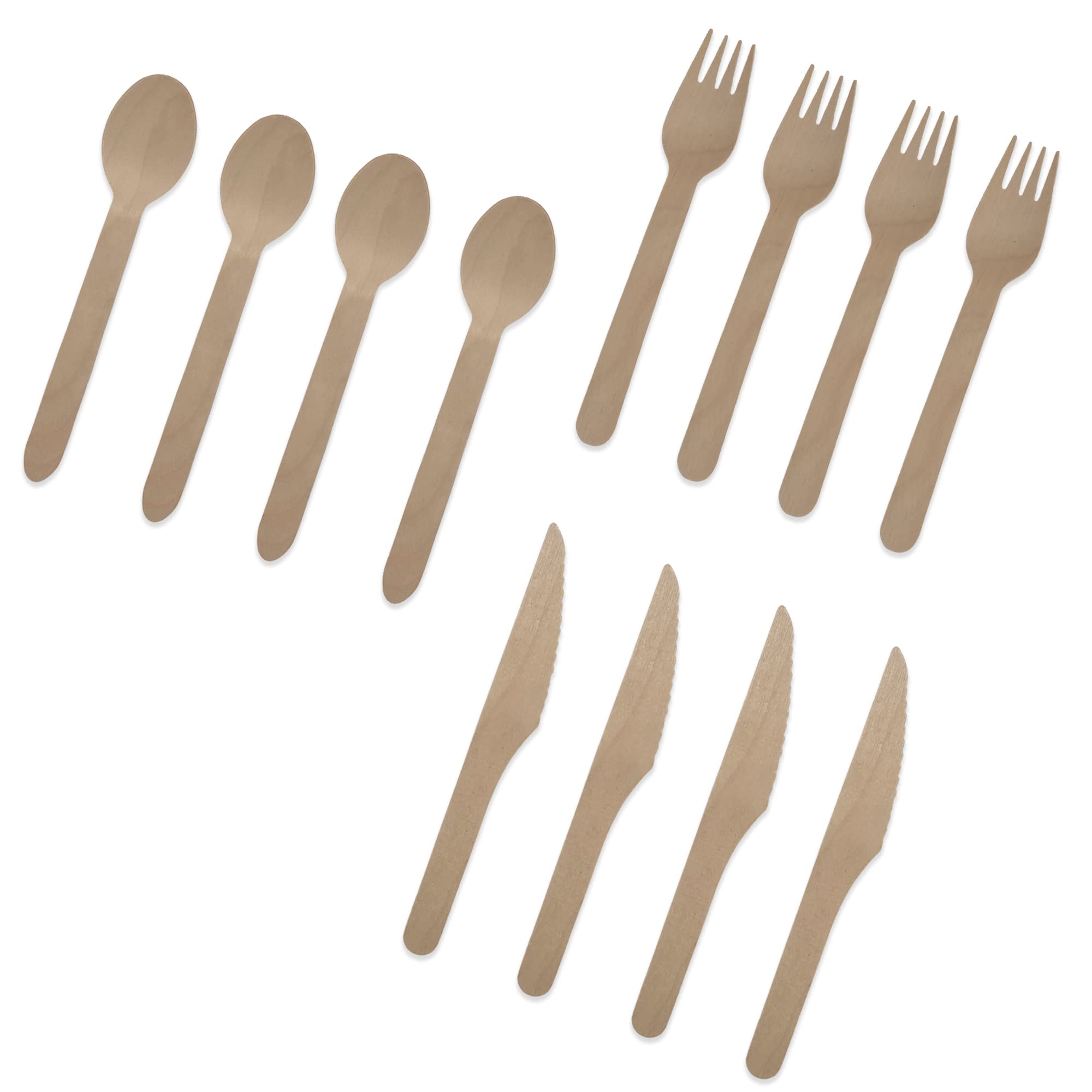 Eco-Friendly Birchwood Cutlery Set - 500 Pack Biodegradable Disposable Wooden Knives, Forks & Spoons | 100% Home Compostable Utensils | Sustainable Party Supplies for Picnics, BBQs & Events