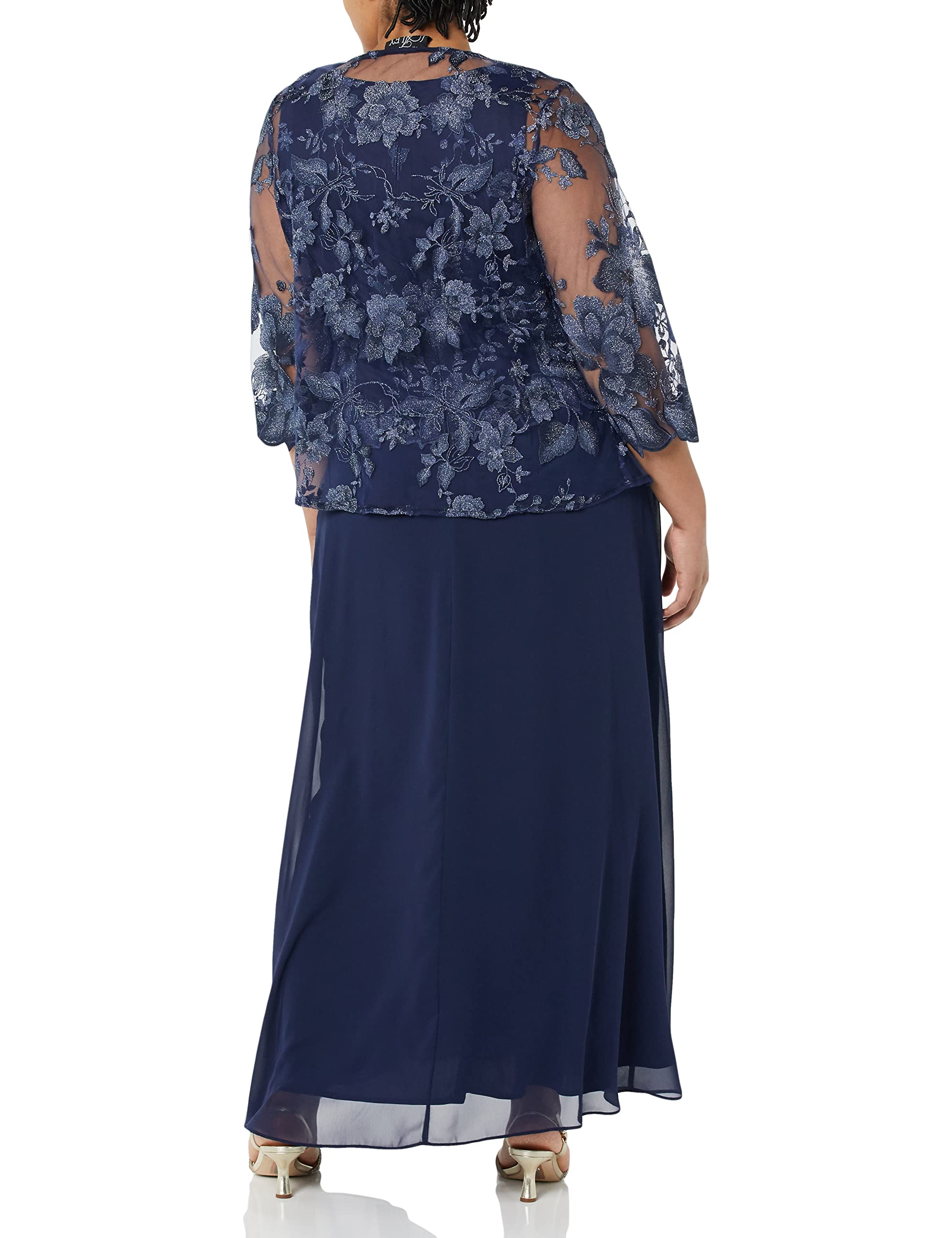 Alex Evenings Women's Plus Size Tea-Length Mother of The Bride Jacket Dress for Formal Weddings, Special Occasions & Evening Events - Elegant Wedding Guest Attire for Bridal Parties, Receptions & Black Tie Functions