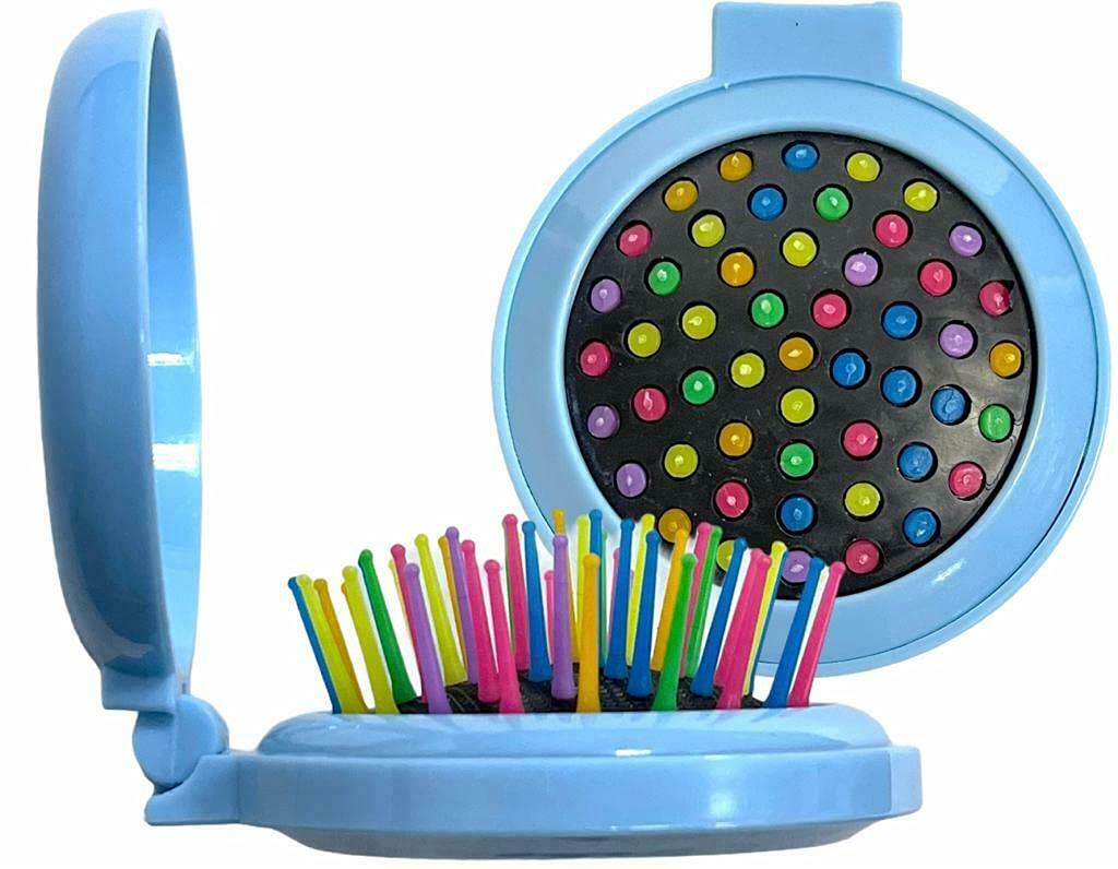3Pc Portable Travel Hair Brush with Mirror - Pocket & Handbag Size for On-the-Go Styling