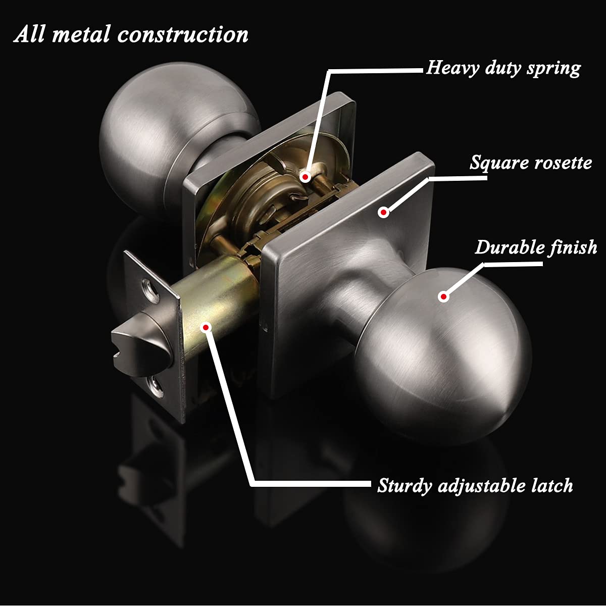 Gobrico 5 Pack Satin Nickel Passage Door Knobs - Keyless Round Ball Style Interior Door Knob Set for Closet, Hallway & Bedroom - Smooth Operation & Easy Installation