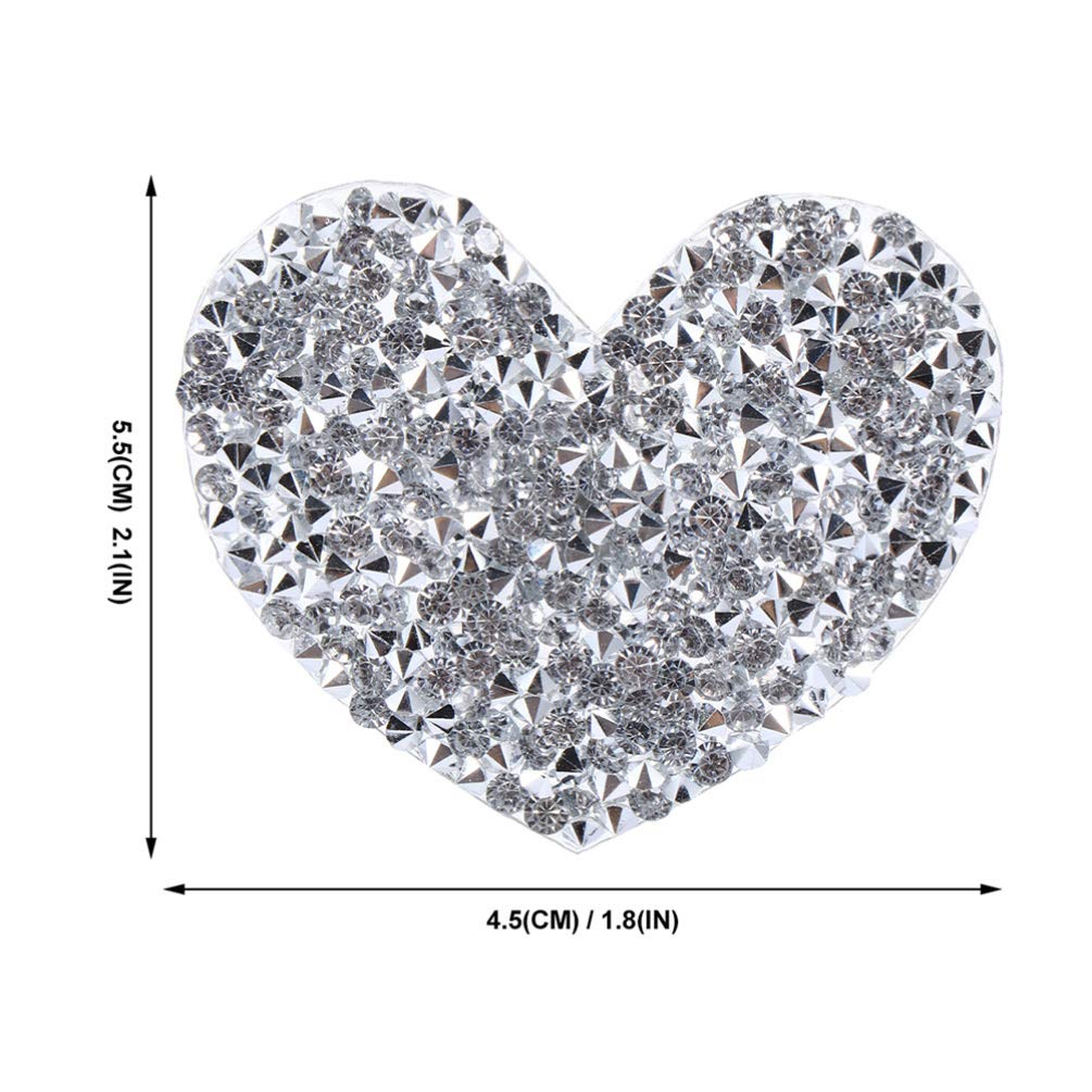 EXCEART 10pcs Heart-Shaped Rhinestone Patches - Hot Fix Diamond Adhesive Sew-on Badges for DIY Clothing, Jackets, Resin Crafts - Perfect for Embellishing Denim, Bags, and Accessories