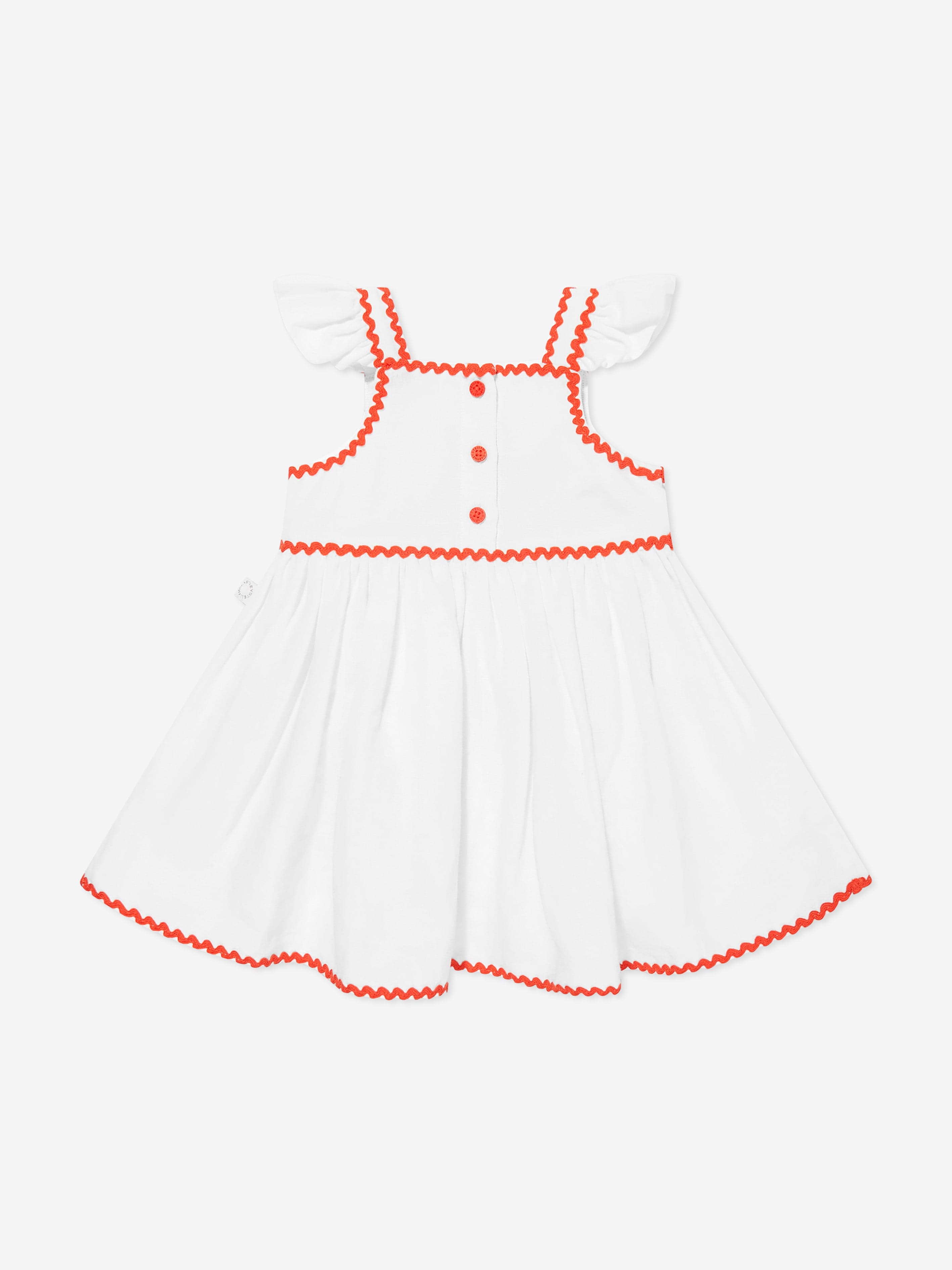 Baby Girls Linen Strawberry Print Summer Dress in Ivory - Perfect for Outdoor Playdates, Birthday Parties & Photoshoots