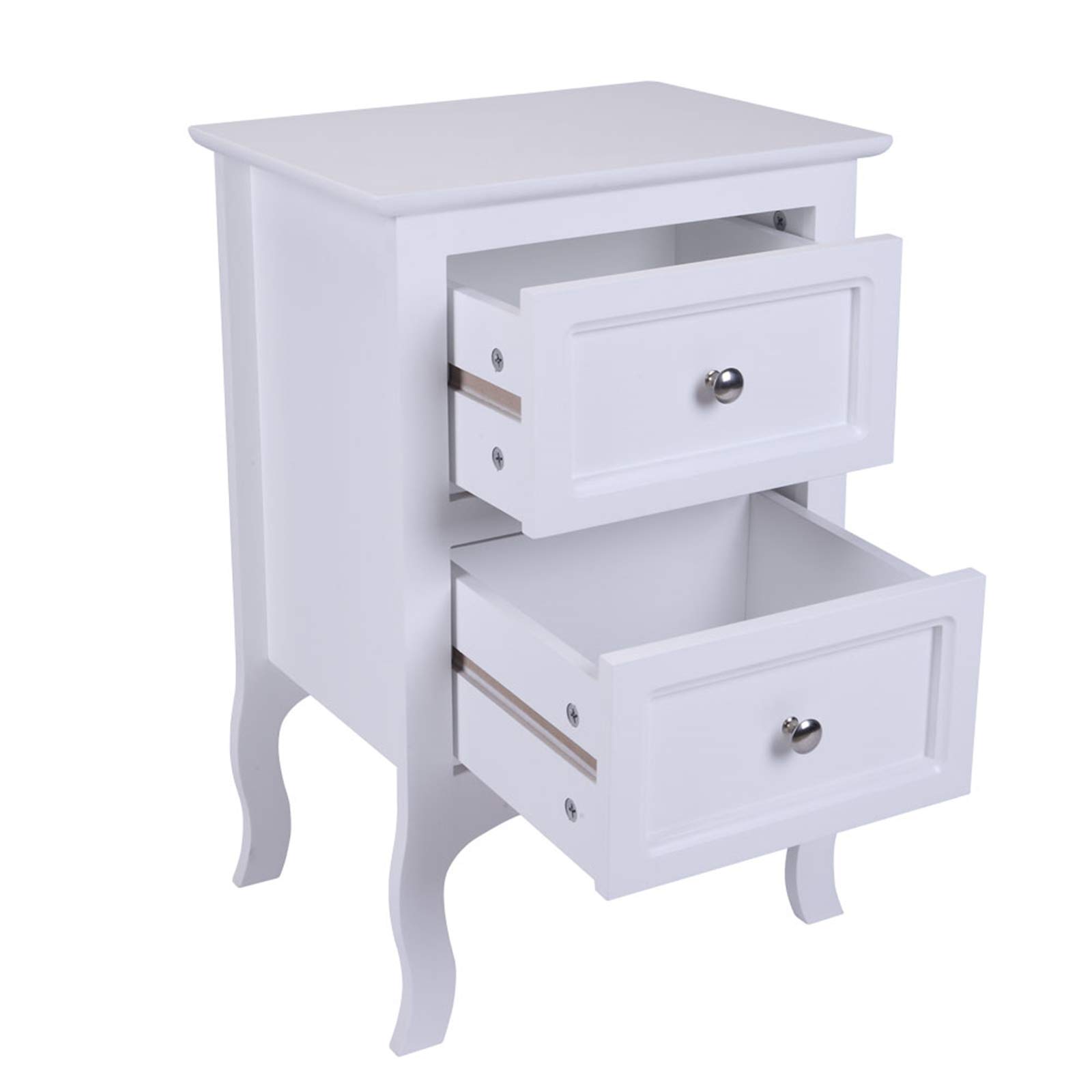 LIKOVSCI Nightstand Set of 2 - White Wooden End Tables with 2 Decorated Drawers, Large Storage Side Tables for Bedroom - Perfect for Bedside Organization & Home Decor