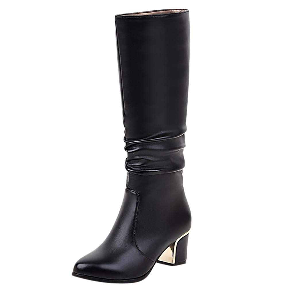 **Women's Western Cowboy Boots - Mid Calf Leather Cowgirl Boots with Heel | Warm Winter Fashion Boots for Snow | High Knee Soft Leather Boots for Women | Perfect for Country Rides, Parties & Winter Outfits**