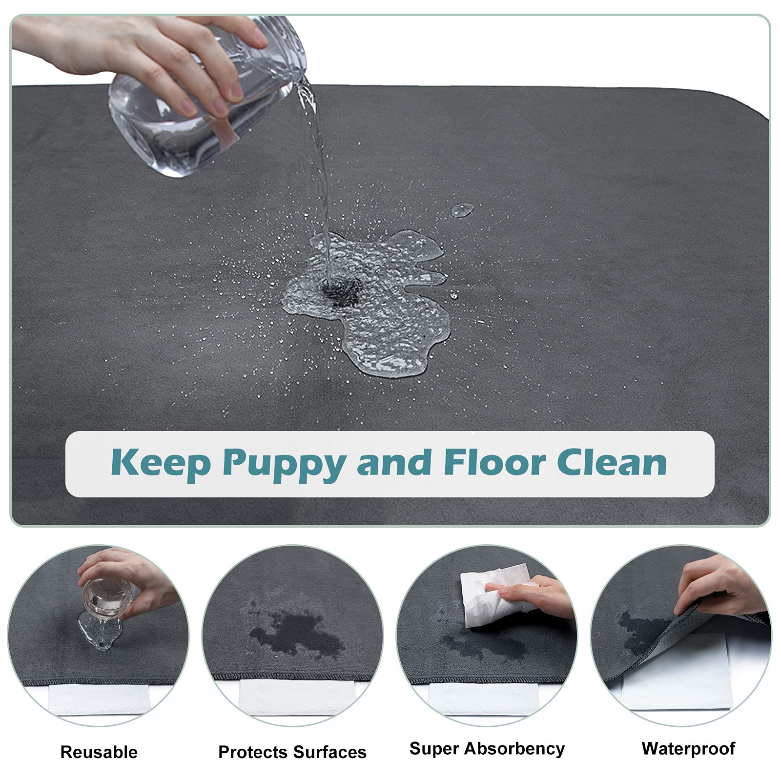 Washable & Reusable Dog Pee Pad 72x72 Inches - Non-Slip Extra Large Pet Training Pads for Puppy & Adult Dogs - Perfect for Crate, Kennel & Indoor Potty Training