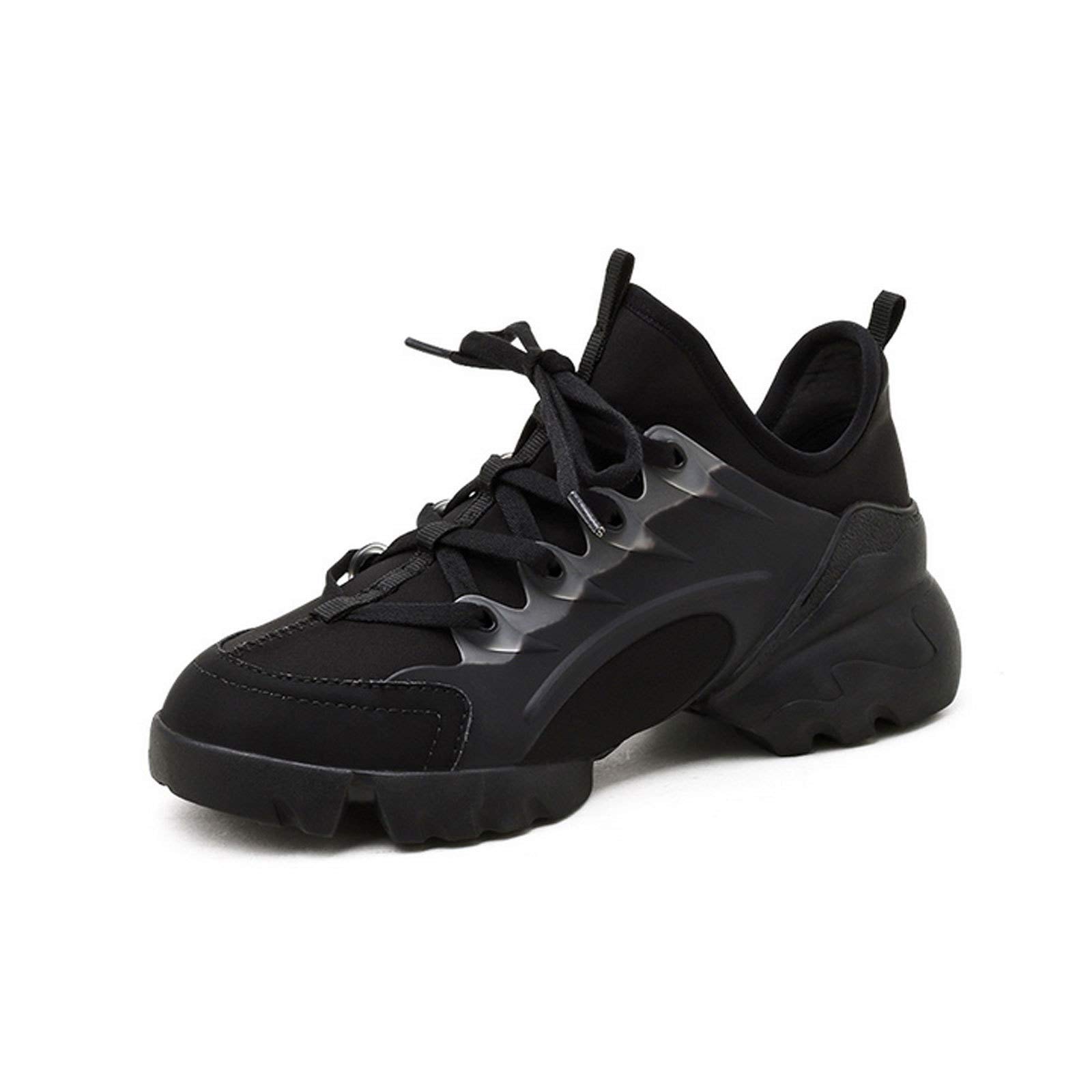 HaoLin Women's Platform Sneakers - Comfortable Black Casual Shoes for Fall, Size 34 | Perfect for Walking, Work & Everyday Wear