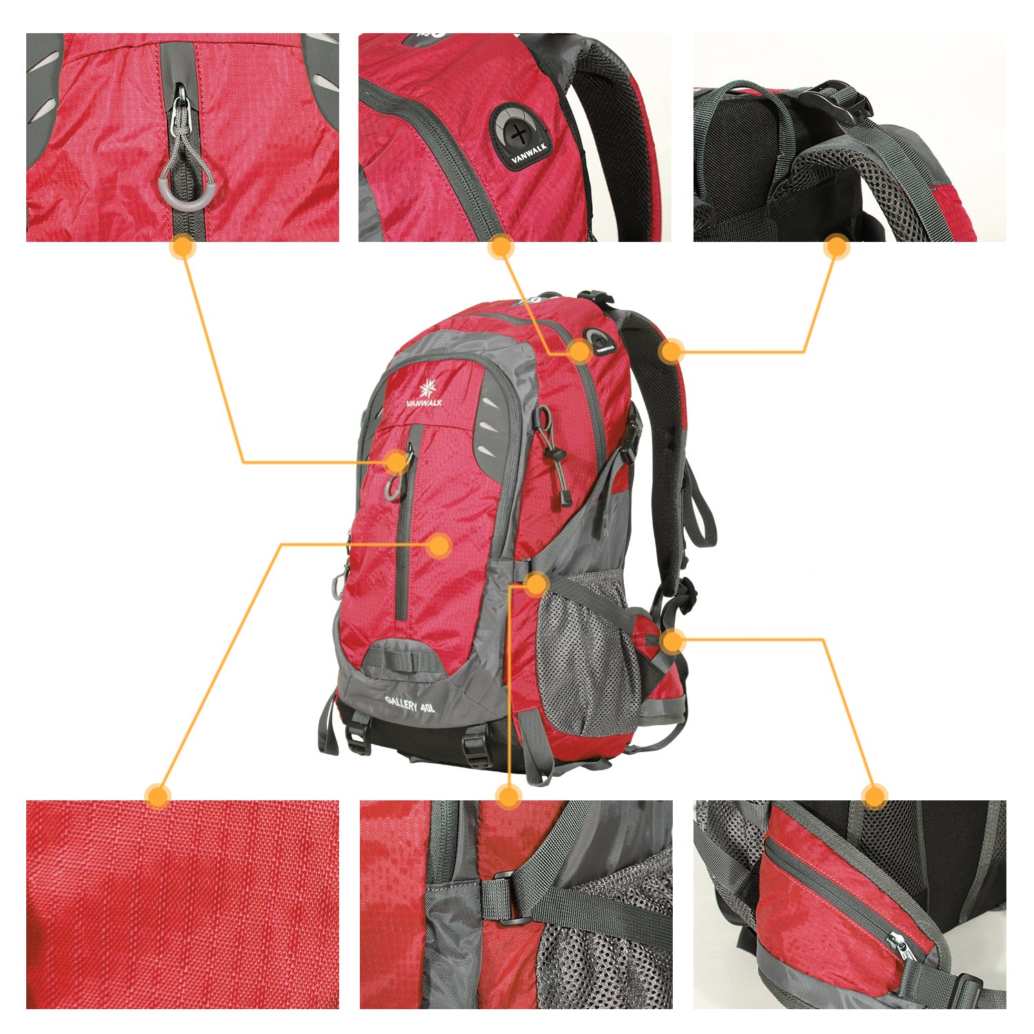 40L Lightweight Water-Resistant Hiking Backpack - Durable Packable Daypack for Men & Women - Perfect for Outdoor Adventures, Camping, and Travel