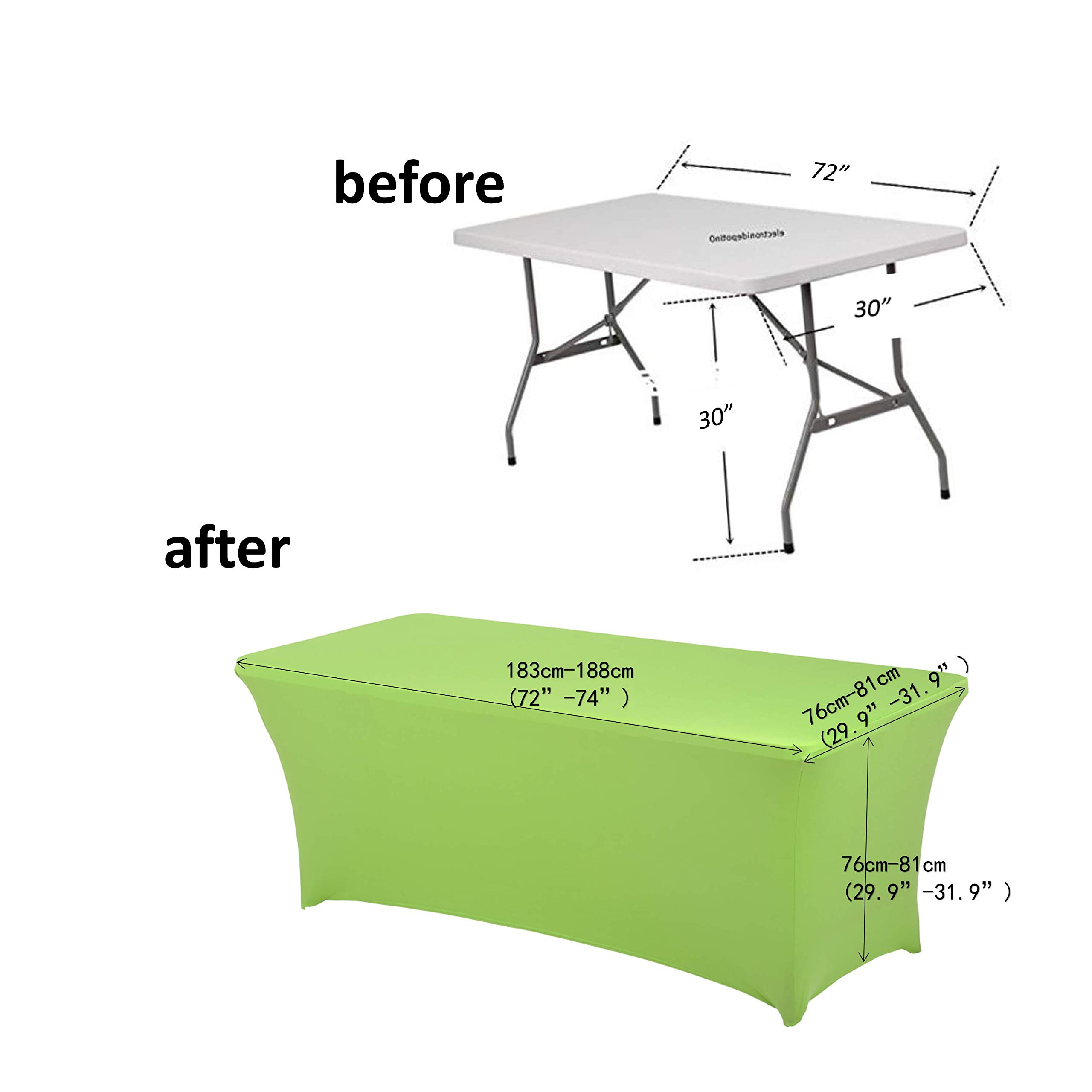 HAORUI Stretch Spandex Tablecloth - Wrinkle Resistant, Washable Rectangular Table Cover for Banquets, Weddings & Parties (6ft, Apple Green) | Perfect for Outdoor Patio, Kitchen & Dining Room Decor
