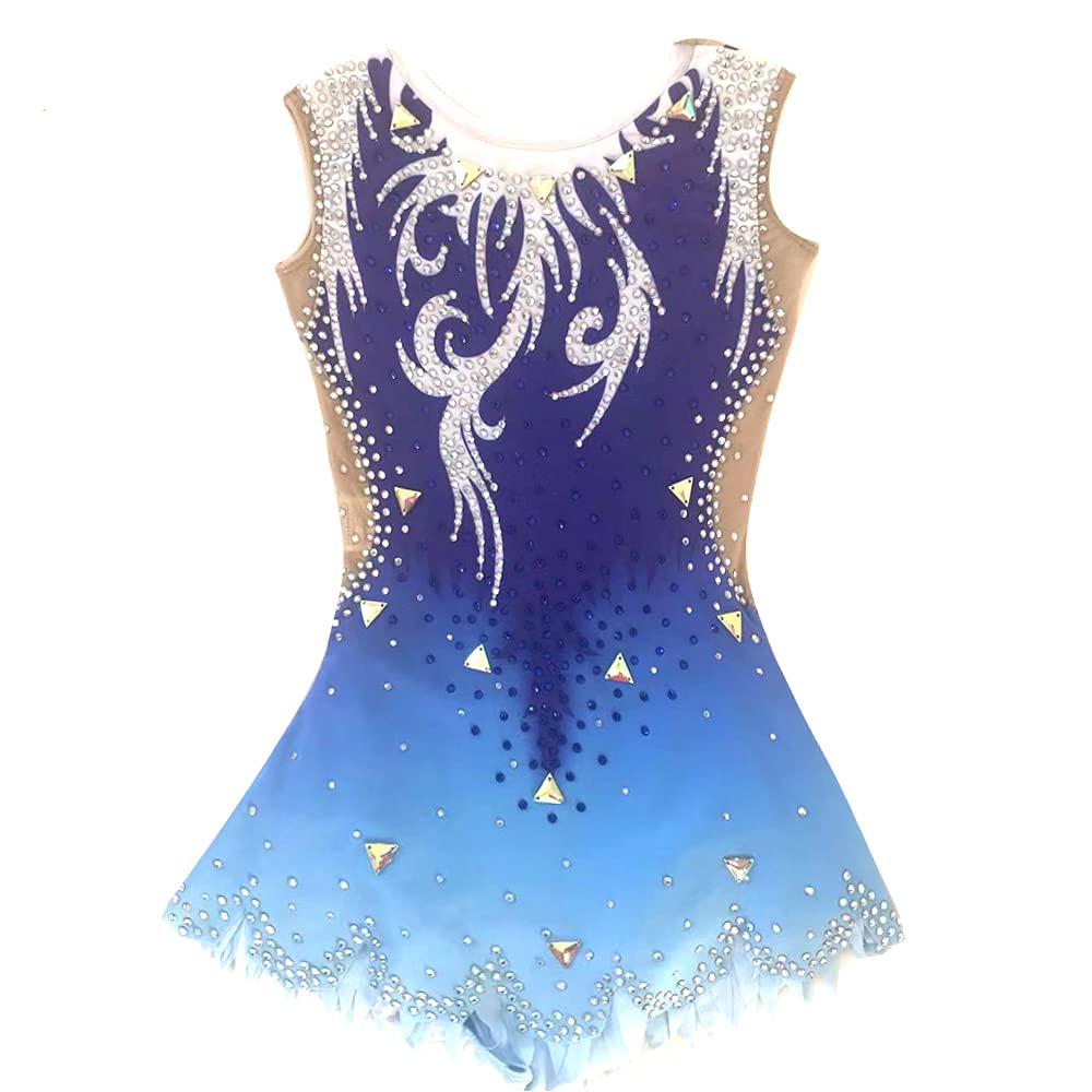 LIUHUO RG Leotards - Blue Crystal Gymnastics Dress for Girls | Competition & Practice