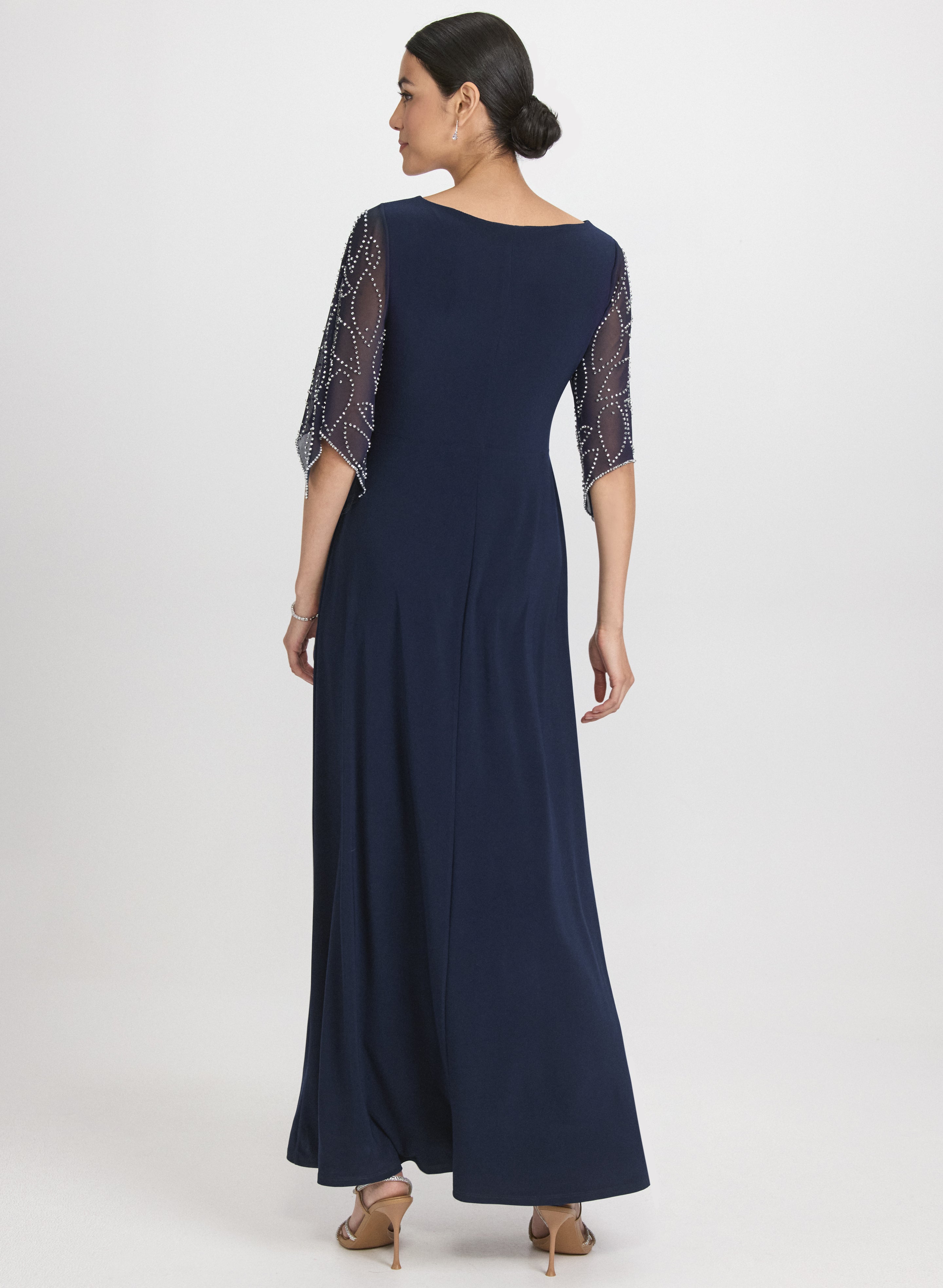 Elegant Beaded Flare Sleeve Dress for Women - Boho Chic Party & Wedding Guest Outfit - Perfect for Special Occasions, Date Nights and Formal Events