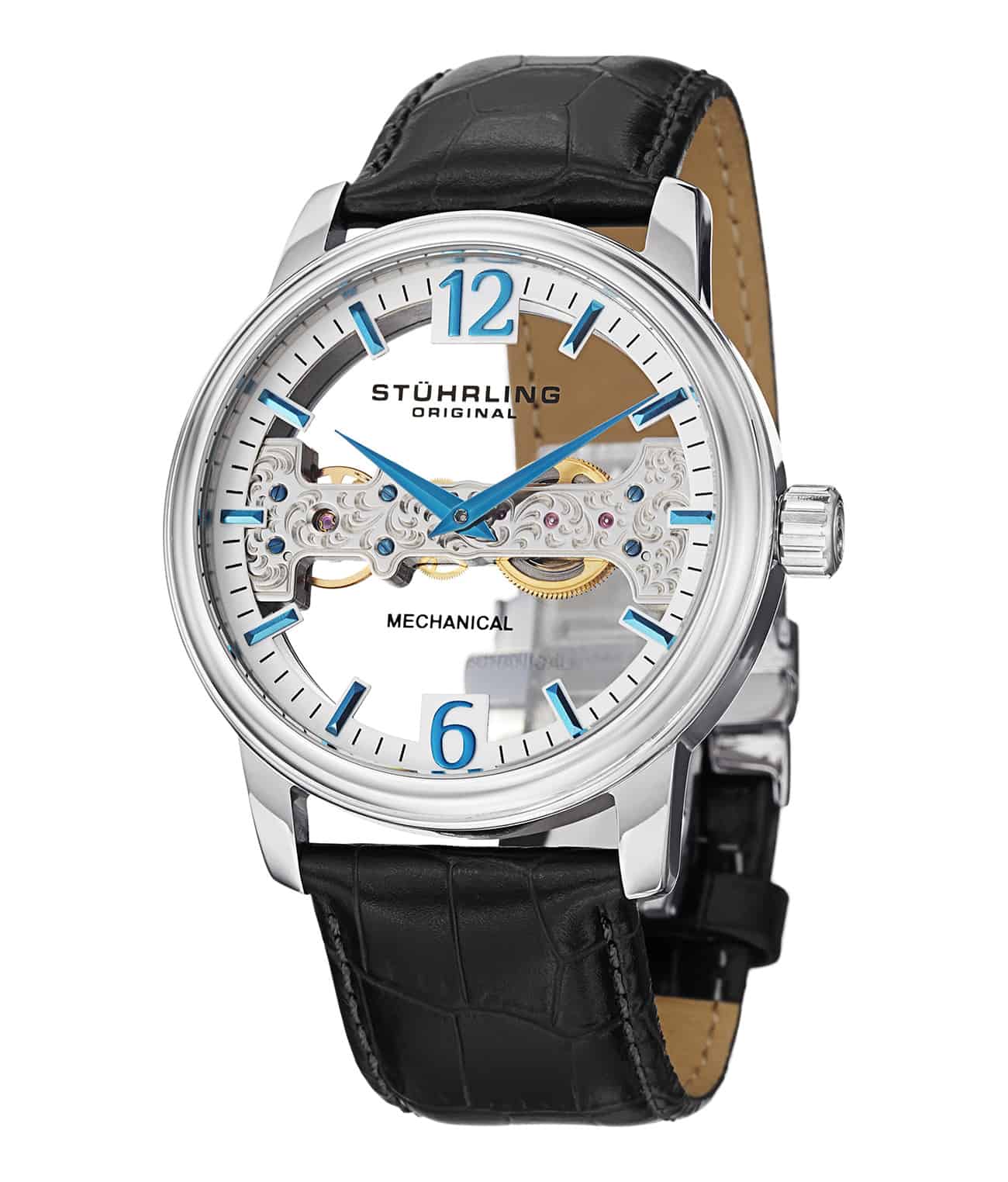Cardinal 841 46mm Hand-Wound Skeleton Watch - Stylish Mechanical Timepiece for Men, Perfect for Business Meetings & Formal Events