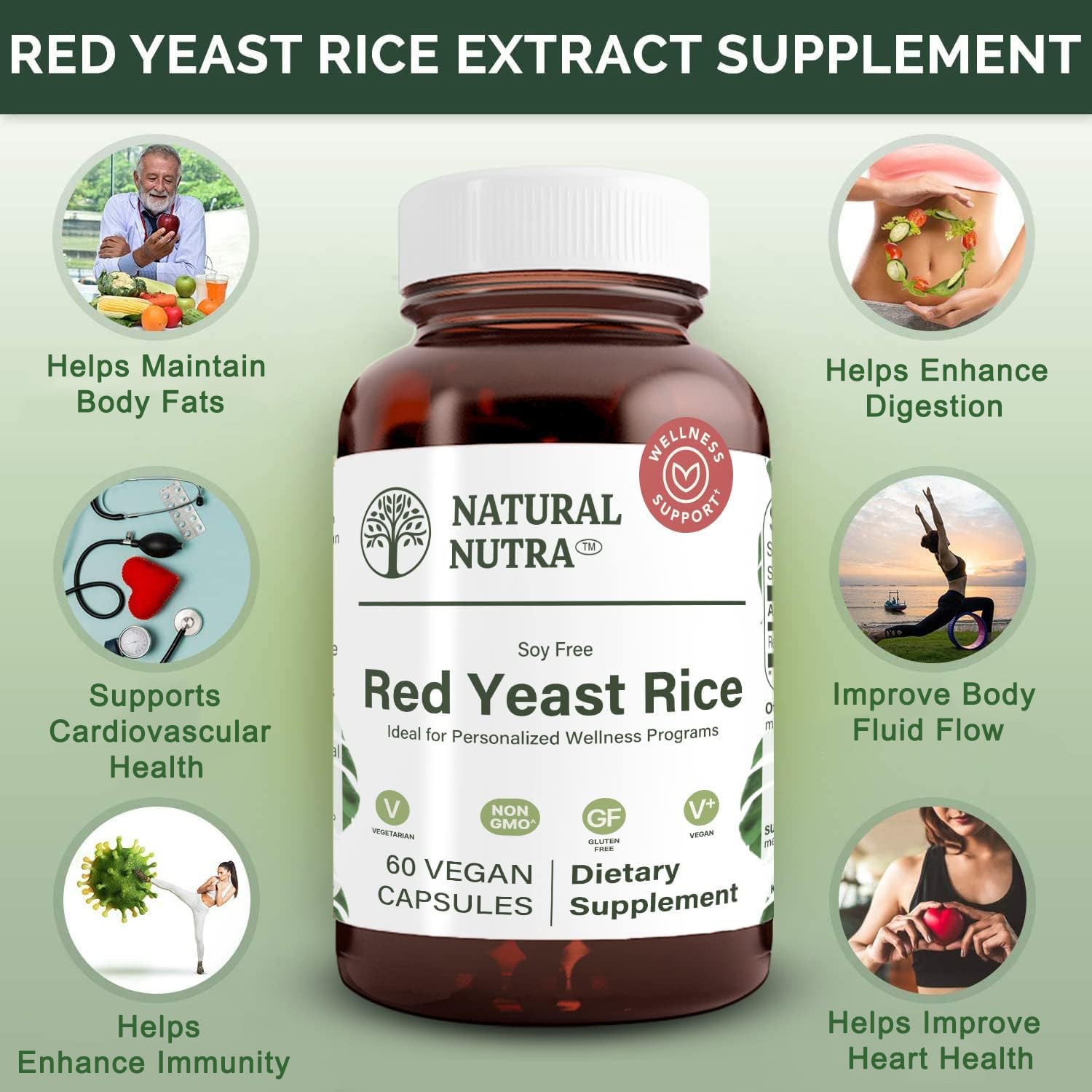 Premium Red Yeast Rice Extract 600mg - 120 Capsules (2 Pack) | Natural Cardiovascular Support Supplement for Cholesterol & Heart Health | Gluten-Free, Non-GMO | Supports Immunity, Digestion & Healthy Metabolism | Ideal for Active Lifestyles & Wellness Routines