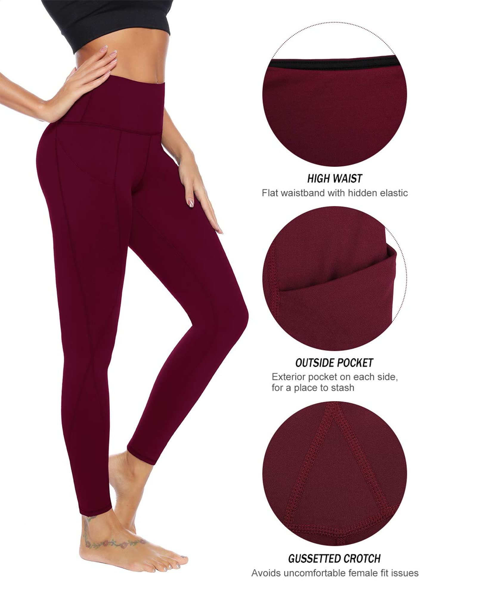 High Waisted Leggings for Women with Pockets - Stretchy Yoga Pants for Workout & Running - Buttery Soft Comfort - Perfect for Gym, Yoga, and Everyday Wear