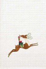 18x27 Christmas Kitchen Towel with Reindeer and Gifts - Holiday Decor & Festive Kitchen Accessory for Christmas Baking, Cooking, and Home Decor