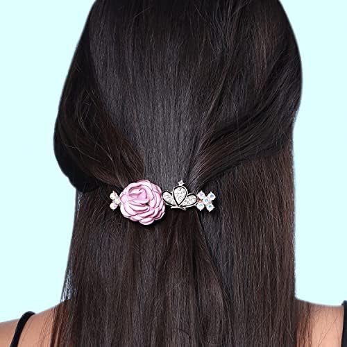 Yellow Floral Hair Clips for Women & Girls - French Barrette Hair Accessories with Chimes (2-Pack) - Perfect for Parties, Weddings & Everyday Style