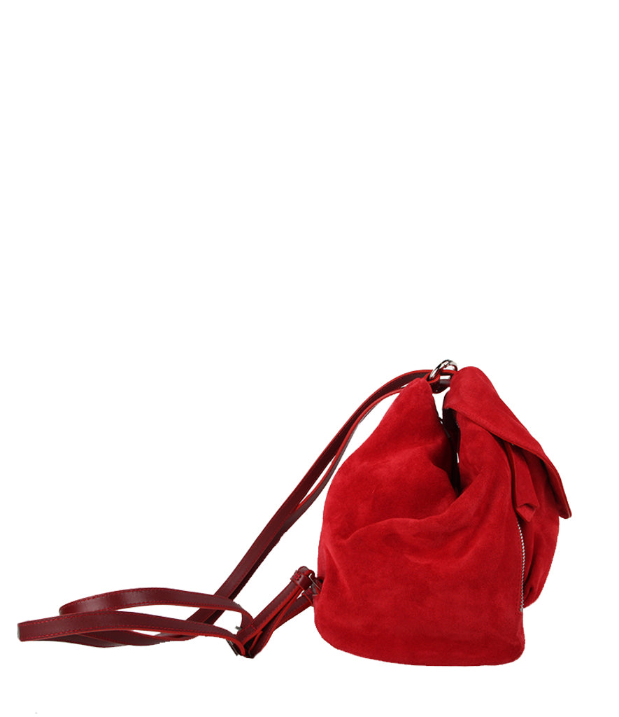 Premium Suede Fernweh Backpack in Red - Stylish & Durable Travel Backpack for Hiking, Commuting & College | Water-Resistant & Spacious Design