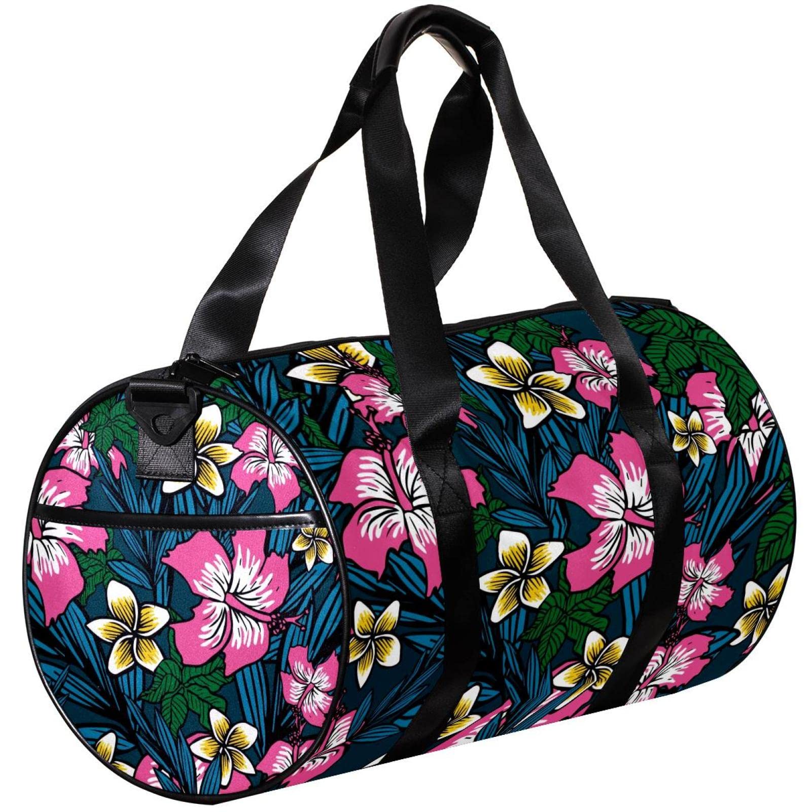 Men's Gym Duffle Bag - Large Green Floral Print Sports Bag with Wet Pocket - Perfect for Workout, Travel & Sports Gear Storage