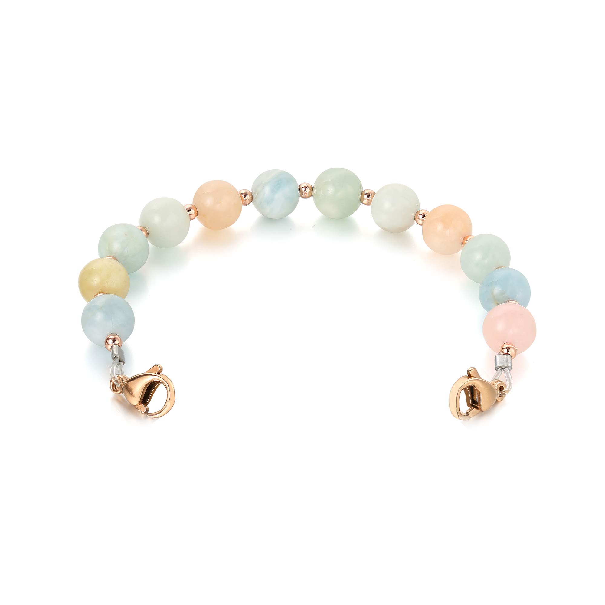 Divoti Morganite Beaded Interchangeable Medical ID Bracelet for Women - Adjustable Stylish Safety Jewelry for Daily Wear, Travel & Emergency Alerts